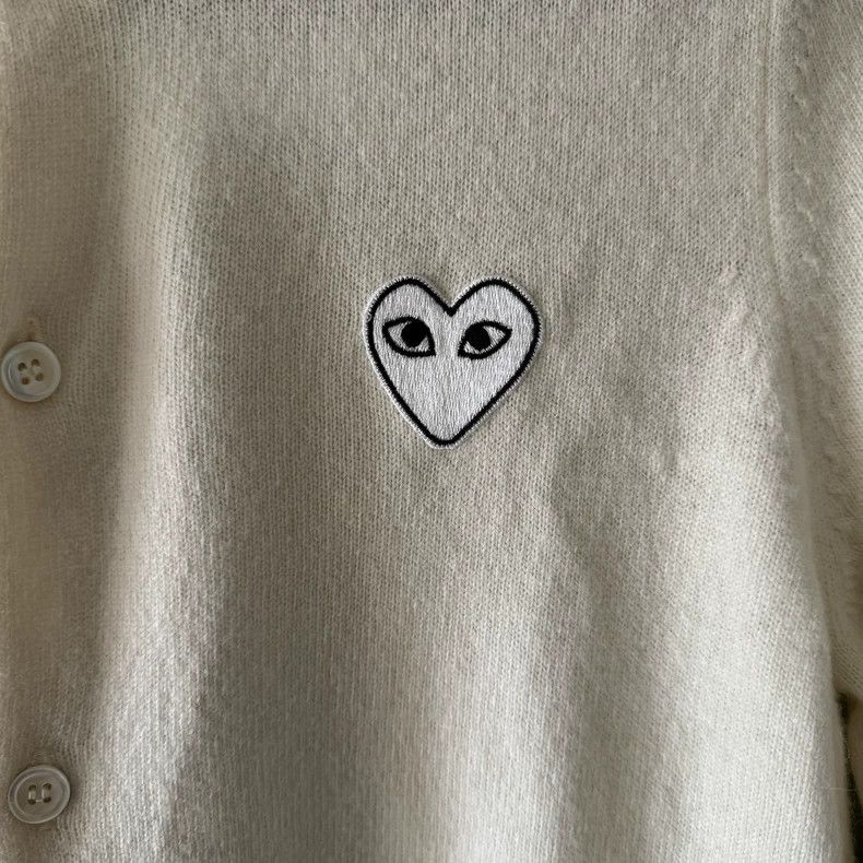 Comme des Garcons Comme Des Garcons White Heart Embroidered Cardigan Size L / US 10 / IT 46 - 6 Thumbnail