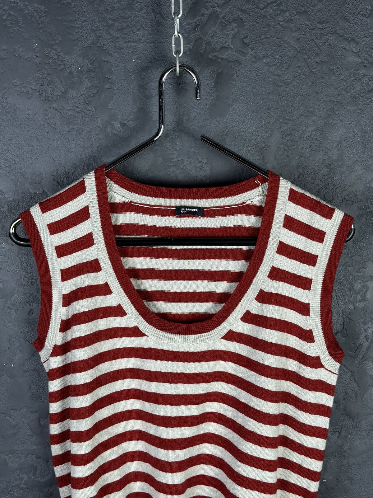 Jil Sander Jil Sander Navy Striped Scoop Neck Luxury Size L / US 10 / IT 46 - 3 Thumbnail