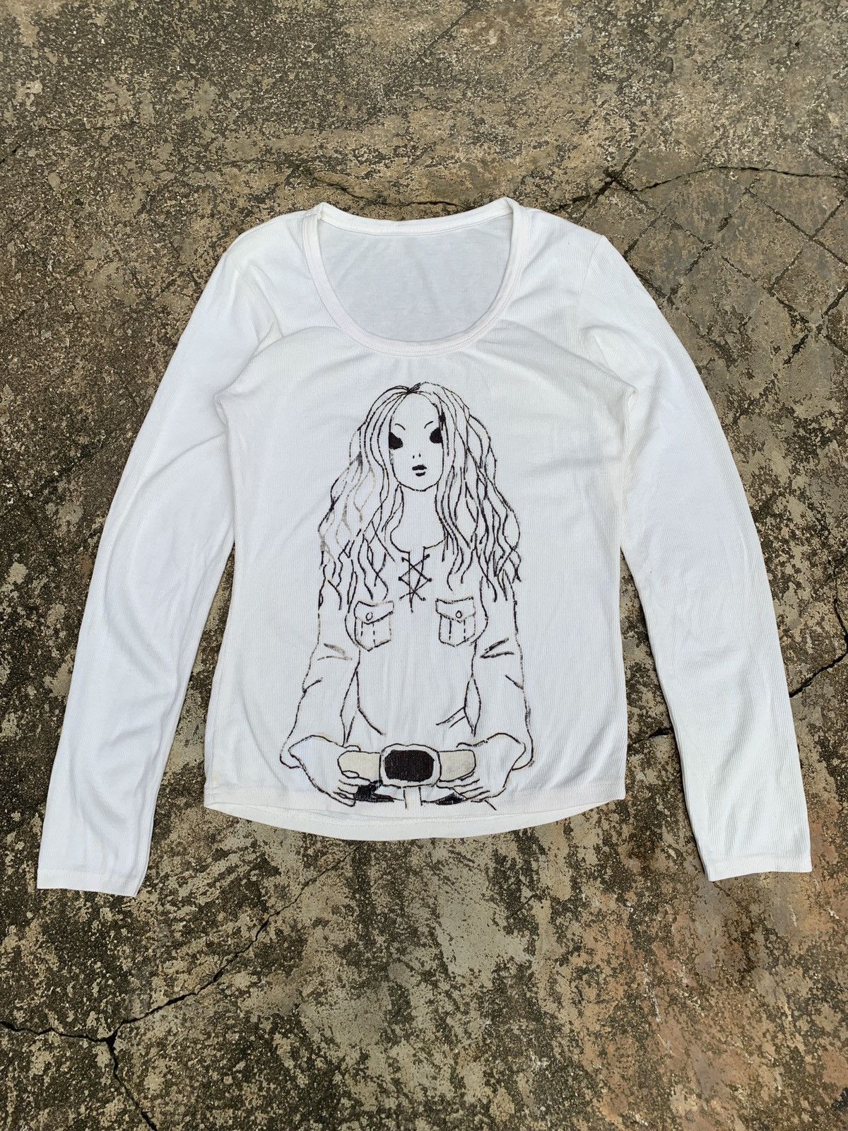 Japanese Brand y2k White Country Cool Girl Graphic Longsleeve Top Size M / US 6-8 / IT 42-44 - 1 Thumbnail