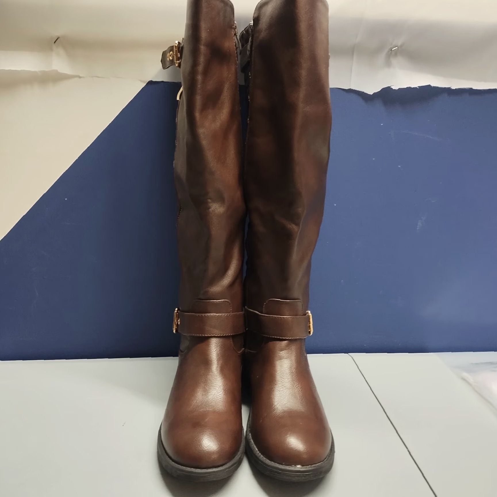 Talbots Dream Pairs Womens Size 7 Brown Lined Round Toe Knee High Boots with Side Zipper Size US 7 / IT 37 - 2 Thumbnail