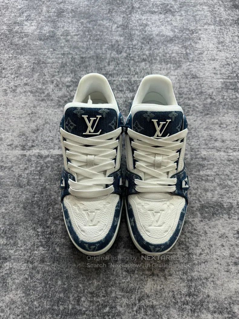 Louis Vuitton Louis Vuitton New Blue and White Denim Embossed shoes Size US 8 / EU 41 - 2 Thumbnail
