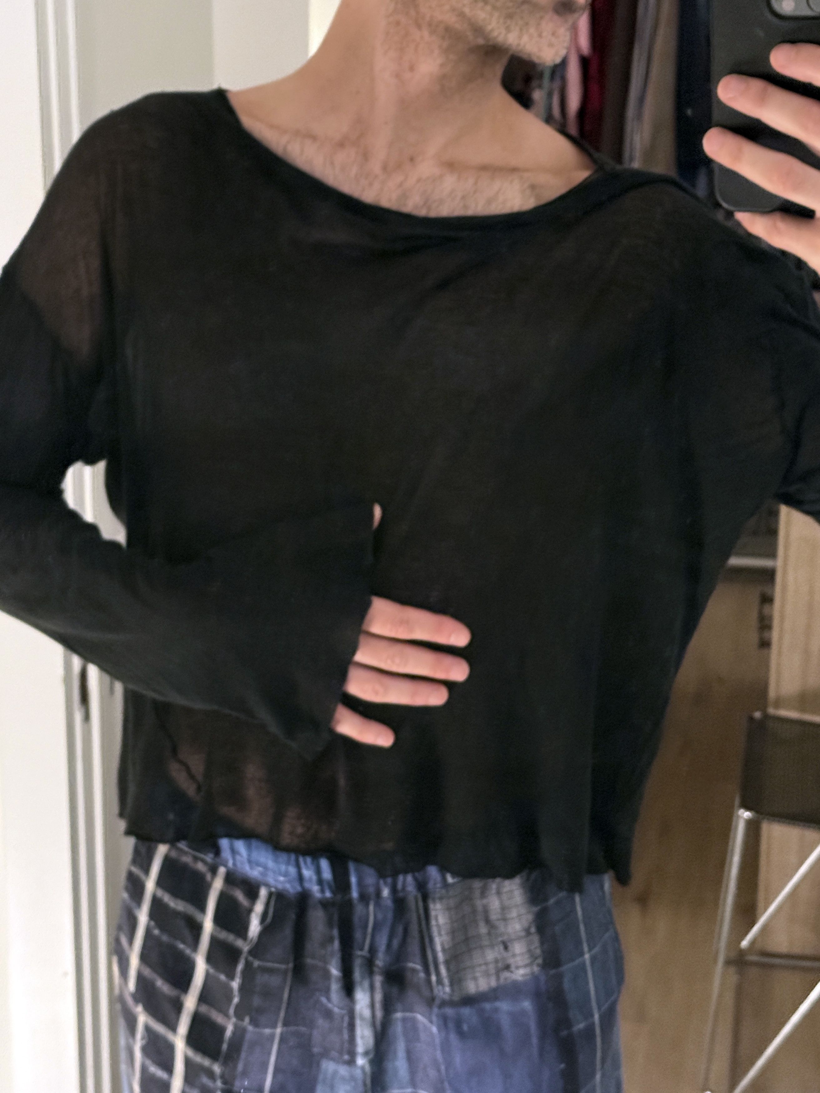 Gabriella Coll Garments Loose Sheer Black Flowy Top Size US M / EU 48-50 / 2 - 2 Thumbnail