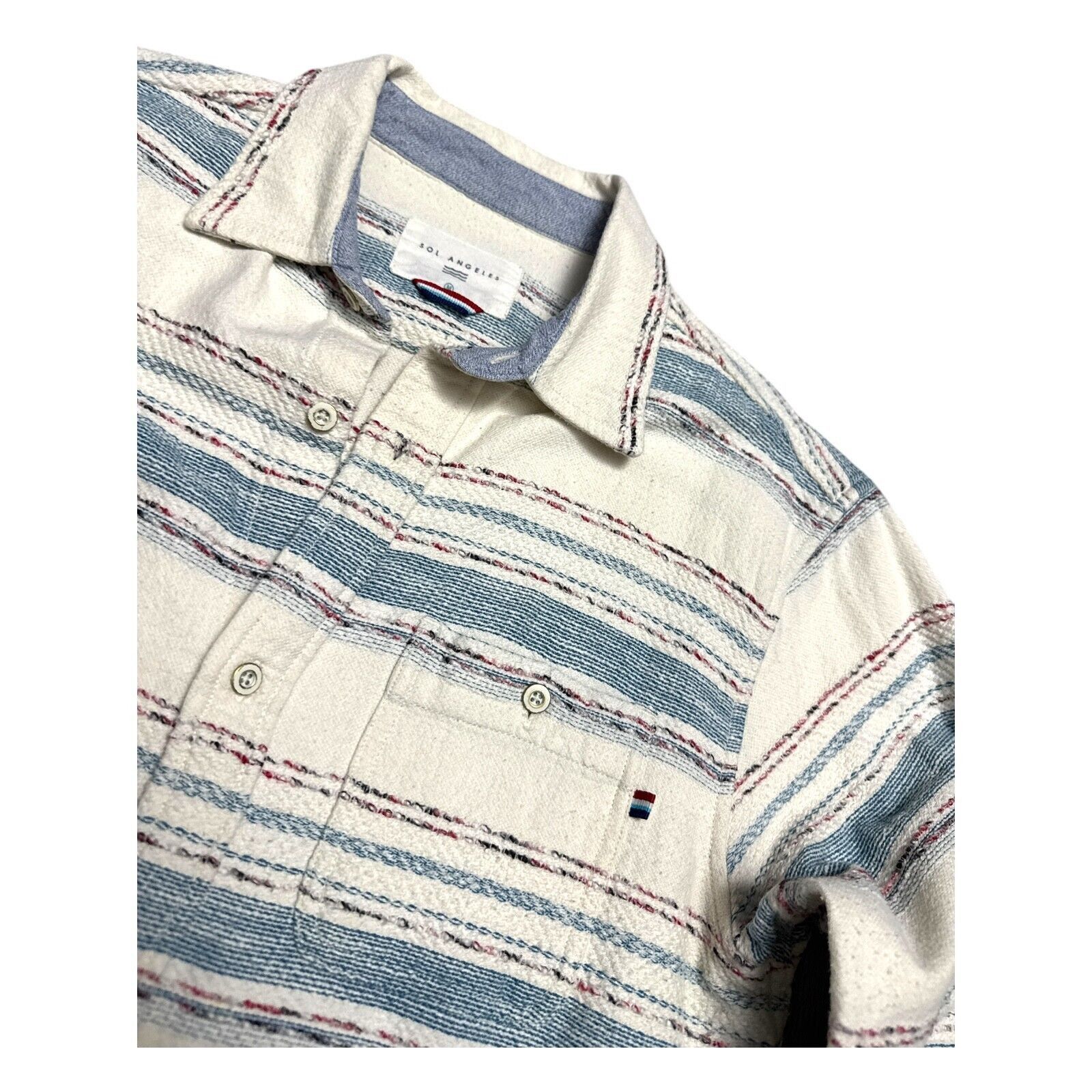Sol Angeles SOL ANGELES Embroidered Luxury Designer Striped Shirt Medium Size US M / EU 48-50 / 2 - 5 Thumbnail