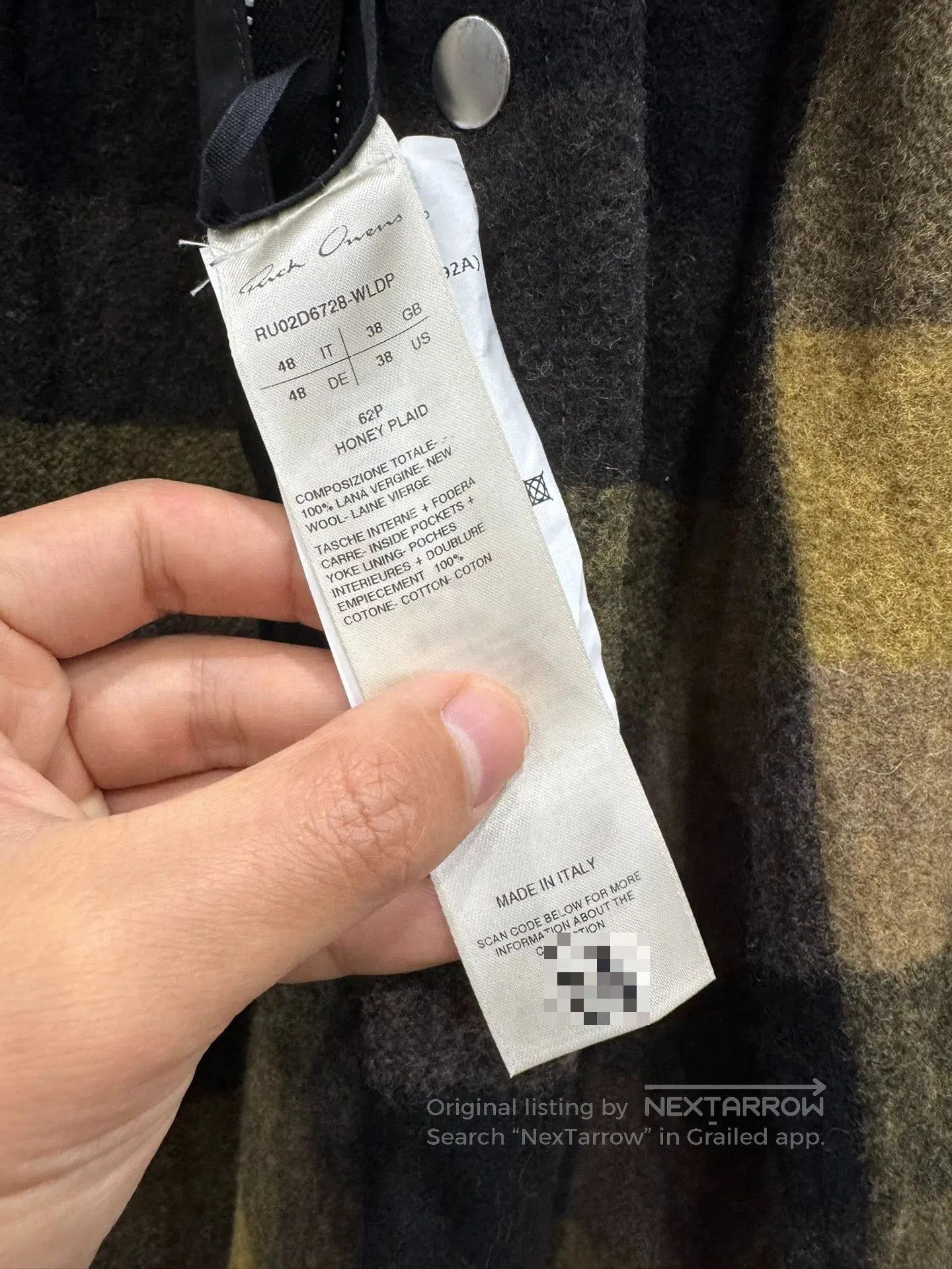 Rick Owens Rick Owens Cashmere Plaid Shirt. Size US M / EU 48-50 / 2 - 8 Thumbnail