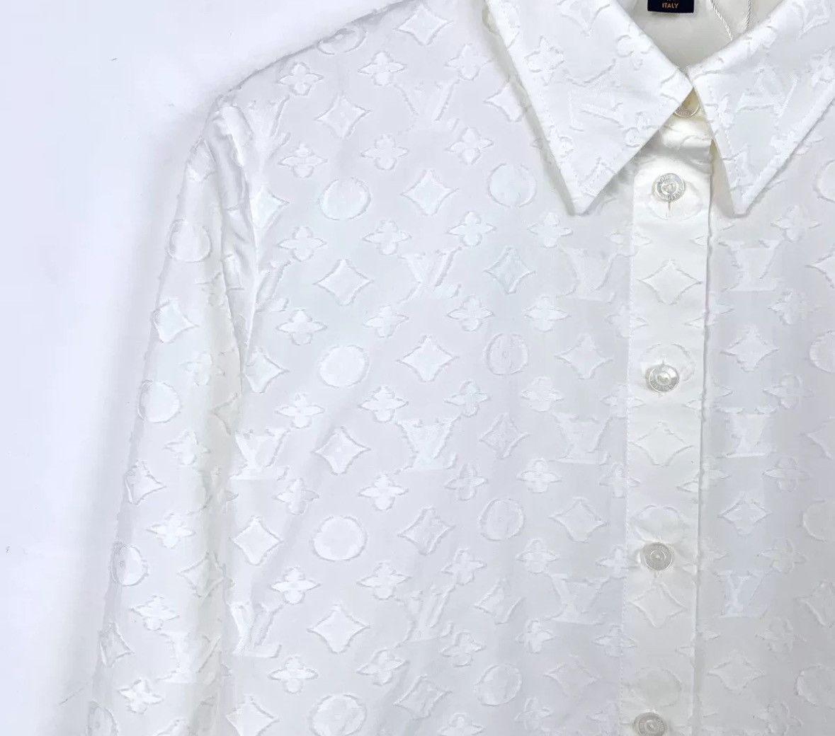 Louis Vuitton LV white floral printed long sleeved shirt