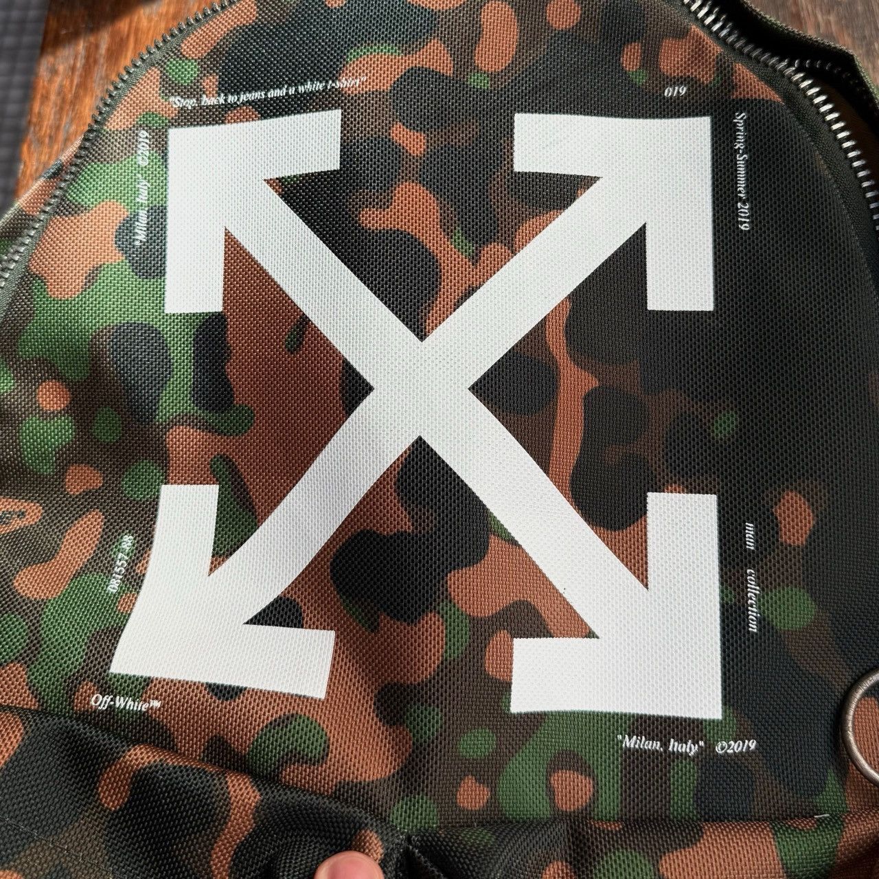 Off-White Off-white Green Camouflage Arrow Print Backpack Size ONE SIZE - 3 Thumbnail