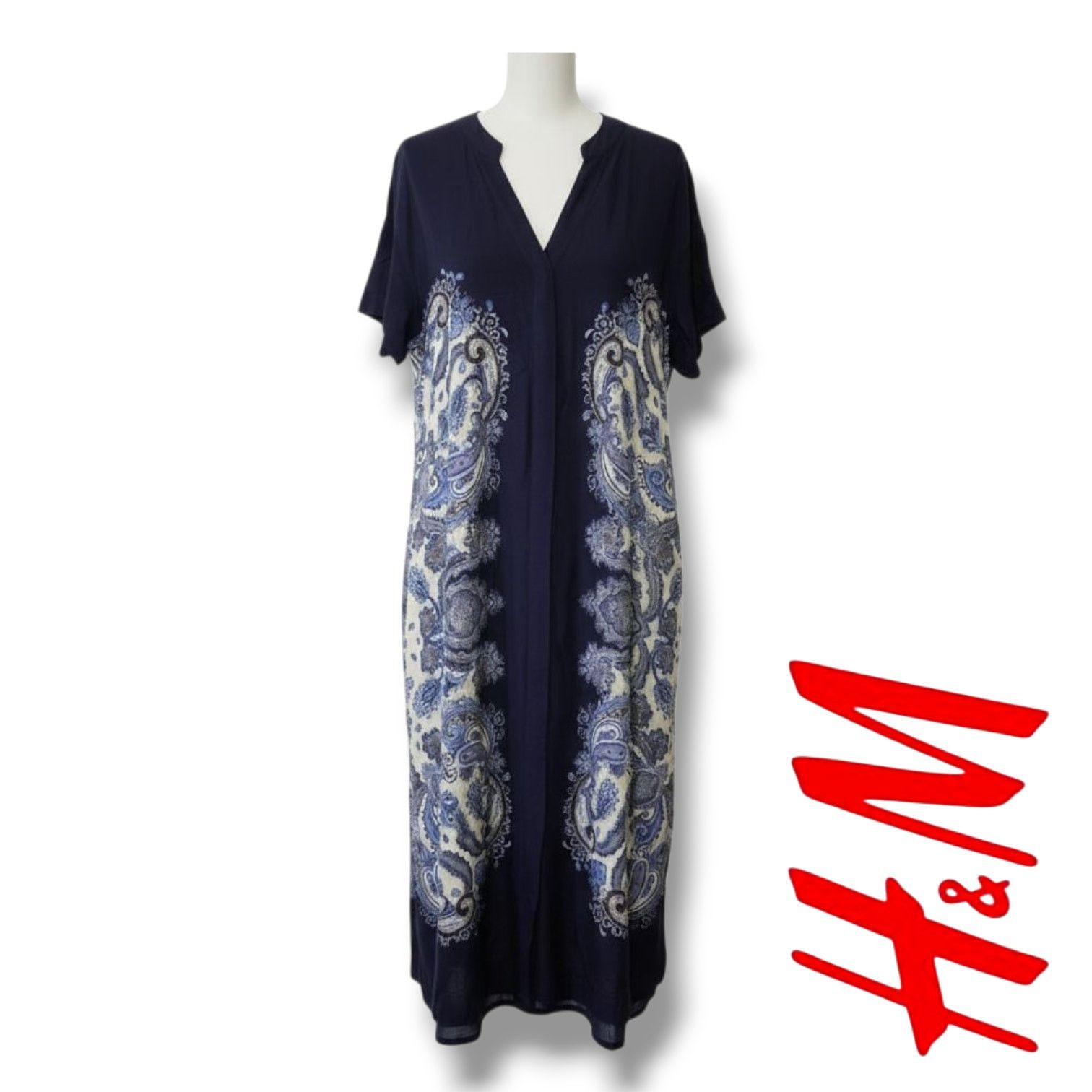 H&M H&M Women’s Blue Short Sleeve Button-Down Midi Dress Size 2 Size XS / US 0-2 / IT 36-38 - 8 Thumbnail