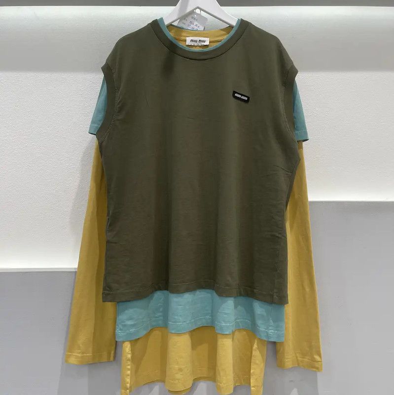 Miu Miu Miu Miu Colorful Cotton Long Sleeve T-shirt 0089 Size US L / EU 52-54 / 3 - 1 Thumbnail