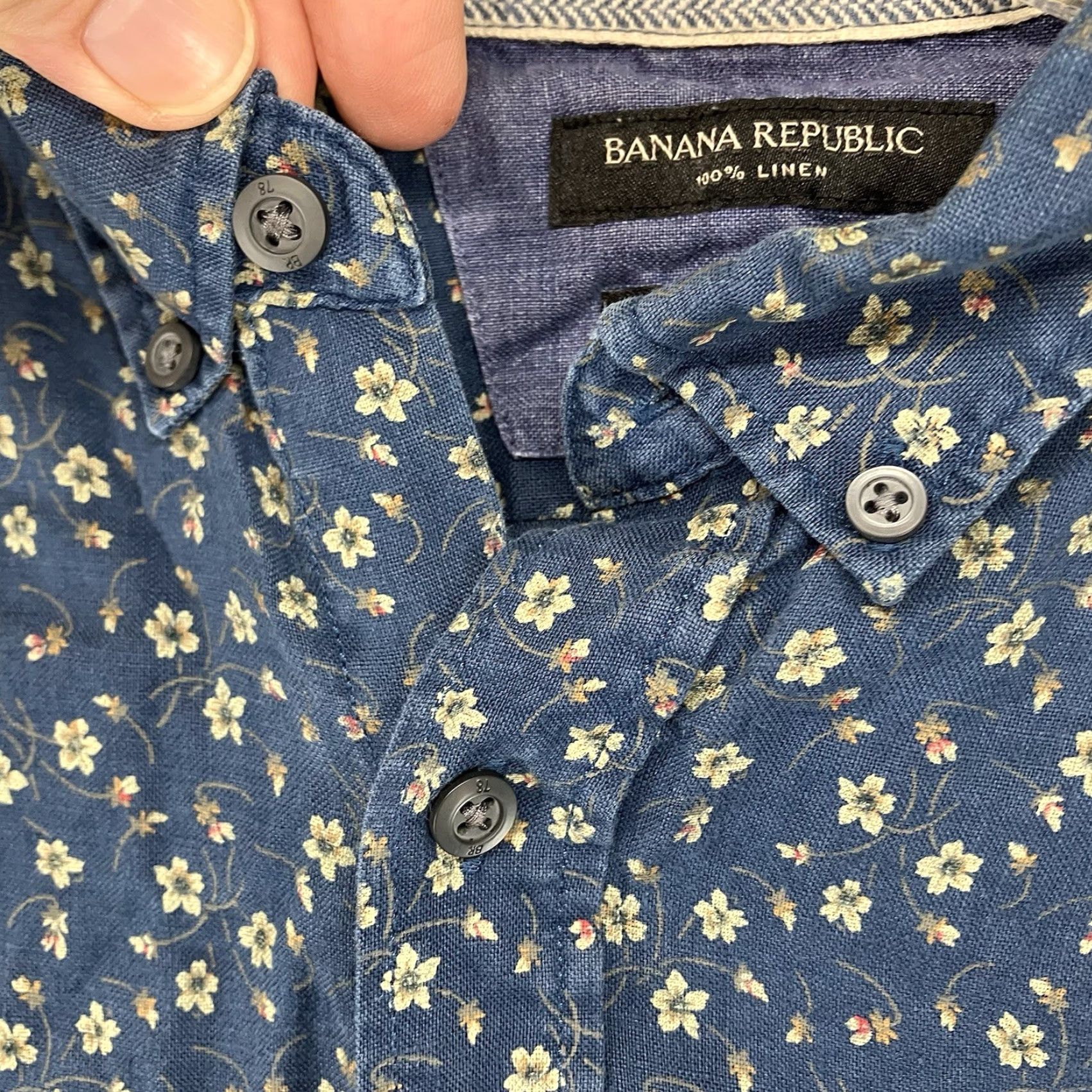 Banana Republic Banana Republic Shirt Linen Floral Button-Up Mens L Blue 90s Flower Beach Art Casual Size US L / EU 52-54 / 3 - 5 Thumbnail