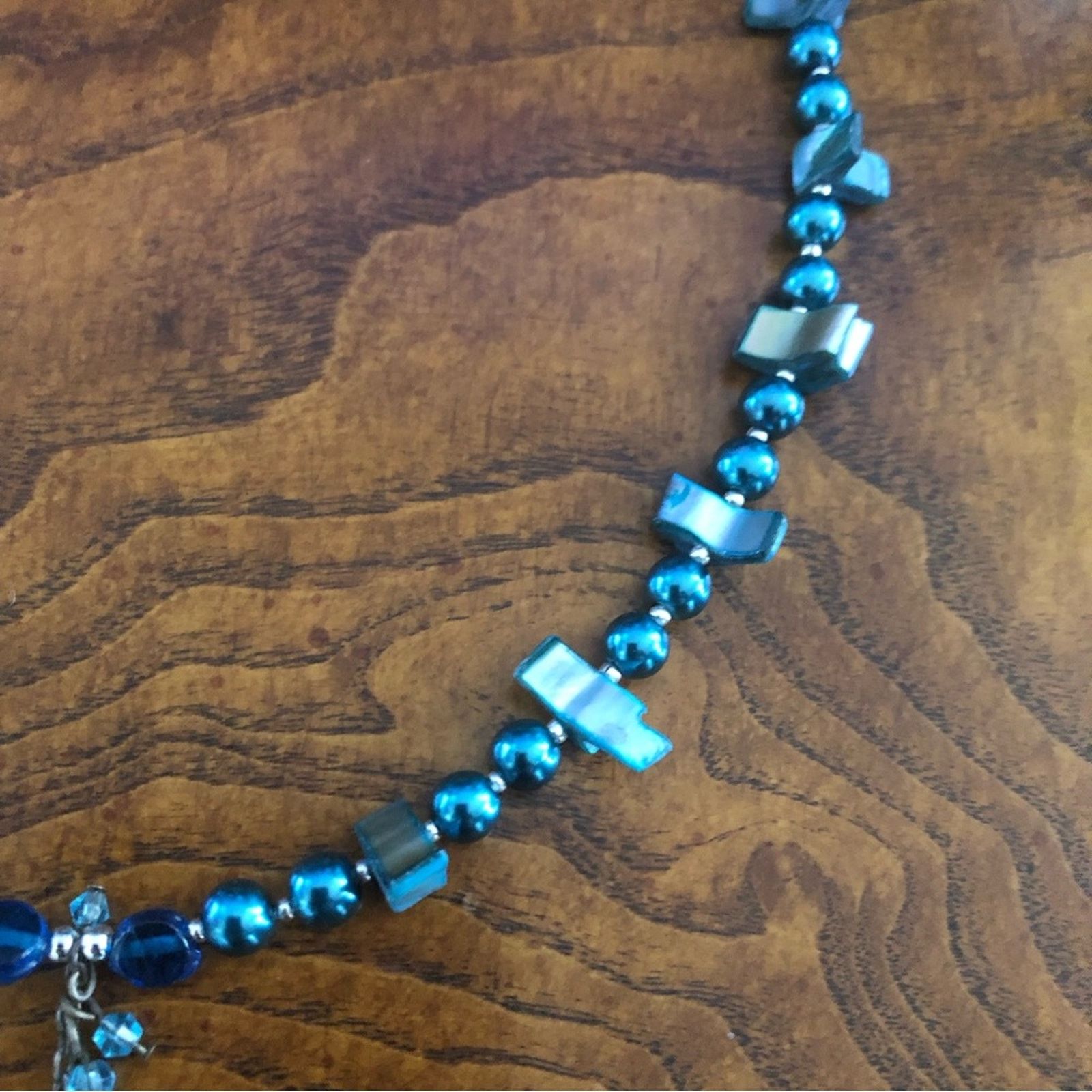 Handmade Handcrafted repurpose peacock crystal Pearl necklace Size ONE SIZE - 10 Thumbnail