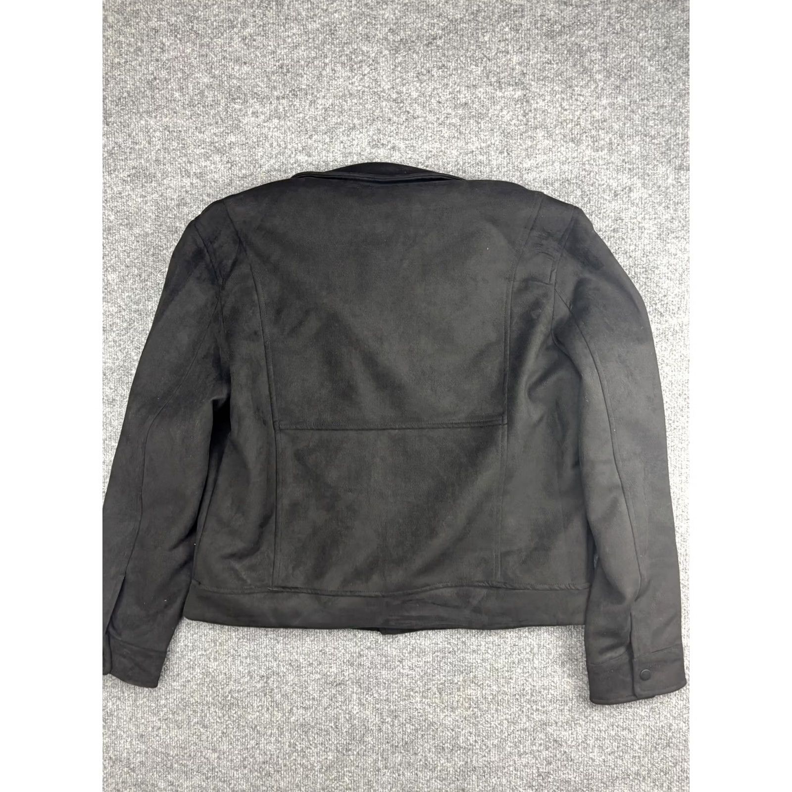 ASH Porter & Ash Jacket Mens Large Black Faux Suede Bomber Snap Front Pockets Lined Size US L / EU 52-54 / 3 - 7 Thumbnail