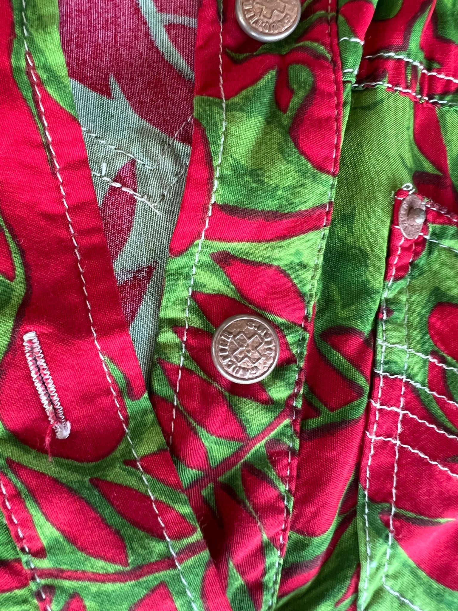 Jean Paul Gaultier "Red&Green Leaves" Button Up Shirt Size M / US 6-8 / IT 42-44 - 6 Thumbnail