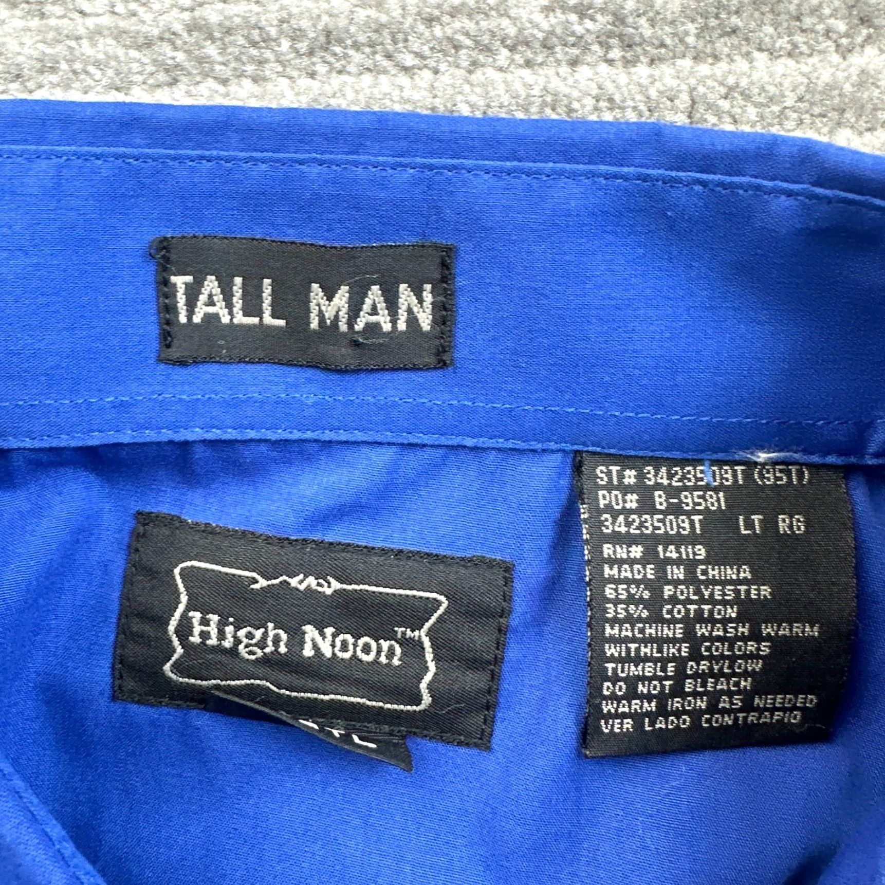 Vintage High Noon Shirt Mens LT Large Tall Blue Western Pearl Snap Rancher Size US L / EU 52-54 / 3 - 5 Thumbnail