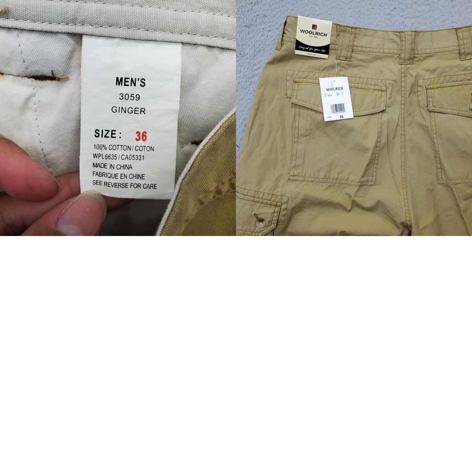 Vintage Woolrich Cargo Shorts Mens 36 Tan Cotton Regular Fit Utility Pockets Flat Front Size US 36 / EU 52 - 8 Thumbnail