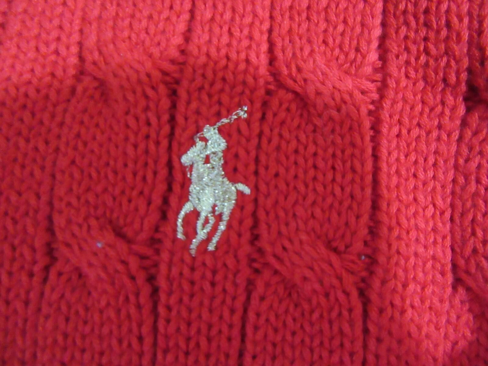 Polo Ralph Lauren Ralph Lauren Women’s Cable Knit Sweater XL Red w/ Gold Pony Size XL / US 12-14 / IT 48-50 - 3 Thumbnail