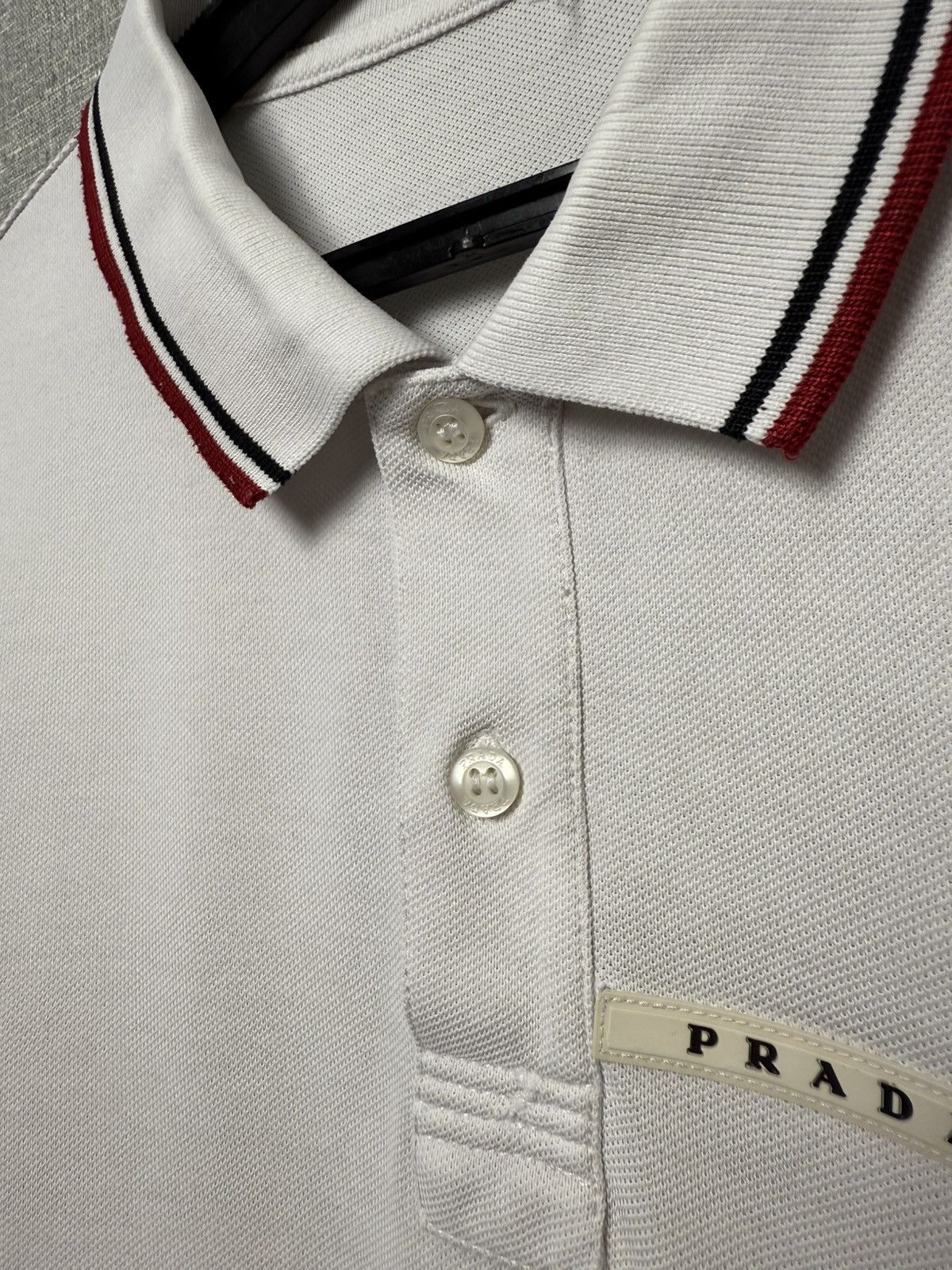 Prada Prada Milano White Tab Logo Men’s Polo T-Shirt Short Sleeve Size US L / EU 52-54 / 3 - 5 Thumbnail