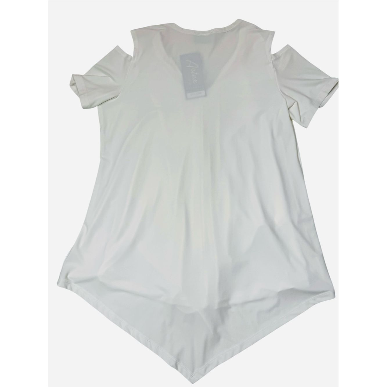 Other NWT New Artex Cold Shoulder V-Neck Handkerchief Hem White B Size L / US 10 / IT 46 - 5 Thumbnail
