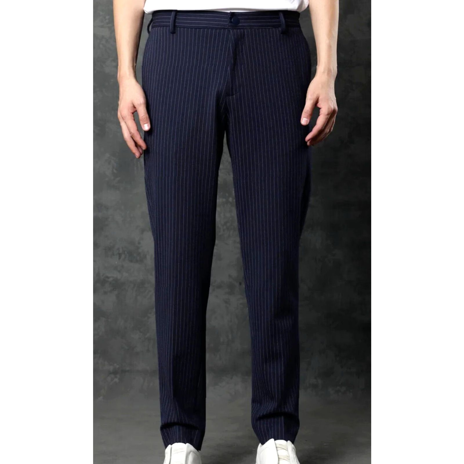Vintage VINTAGE Men's Rare Rabbit Ander Classic Pin Stripe Trousers Navy 36 Slim Fit Regular Men’s Pants Inseam 31" Size US 36 / EU 52 - 2 Thumbnail