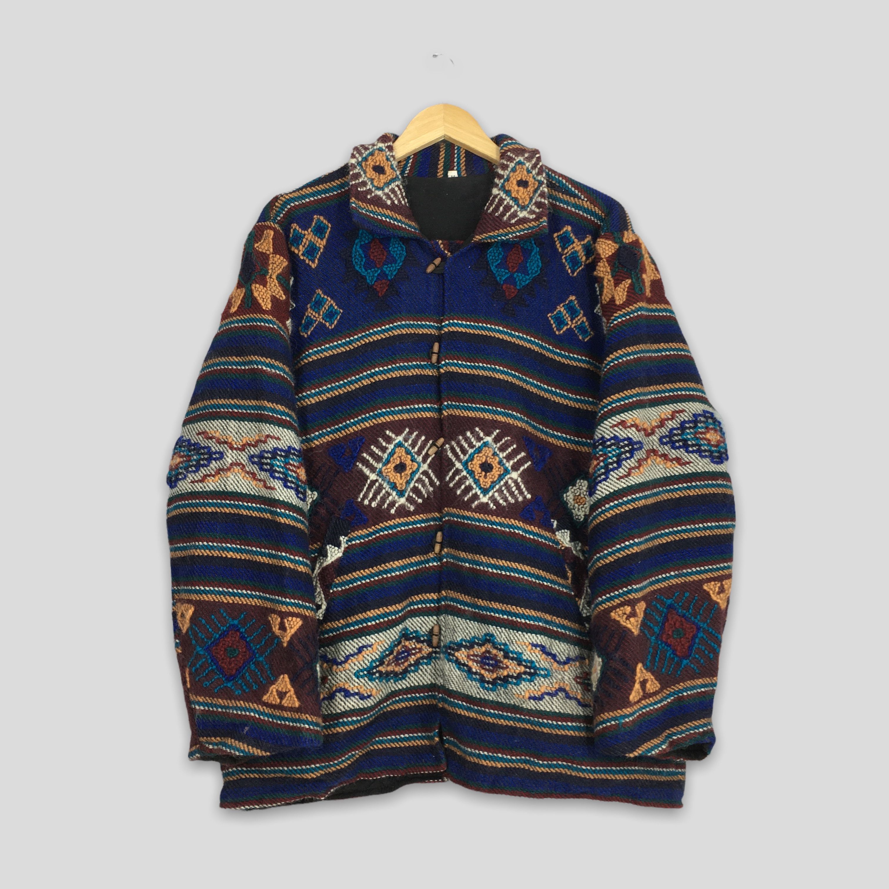 Native Vintage Abstract Aztec Navajo Warm Up Wool Jacket Medium | Grailed