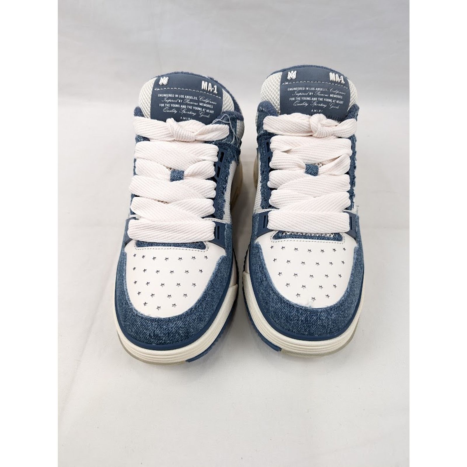Amiri o1rshd1 Vintage Denim MA-1 Sneakers in Washed Indigo Size US 8 / EU 41 - 13 Thumbnail