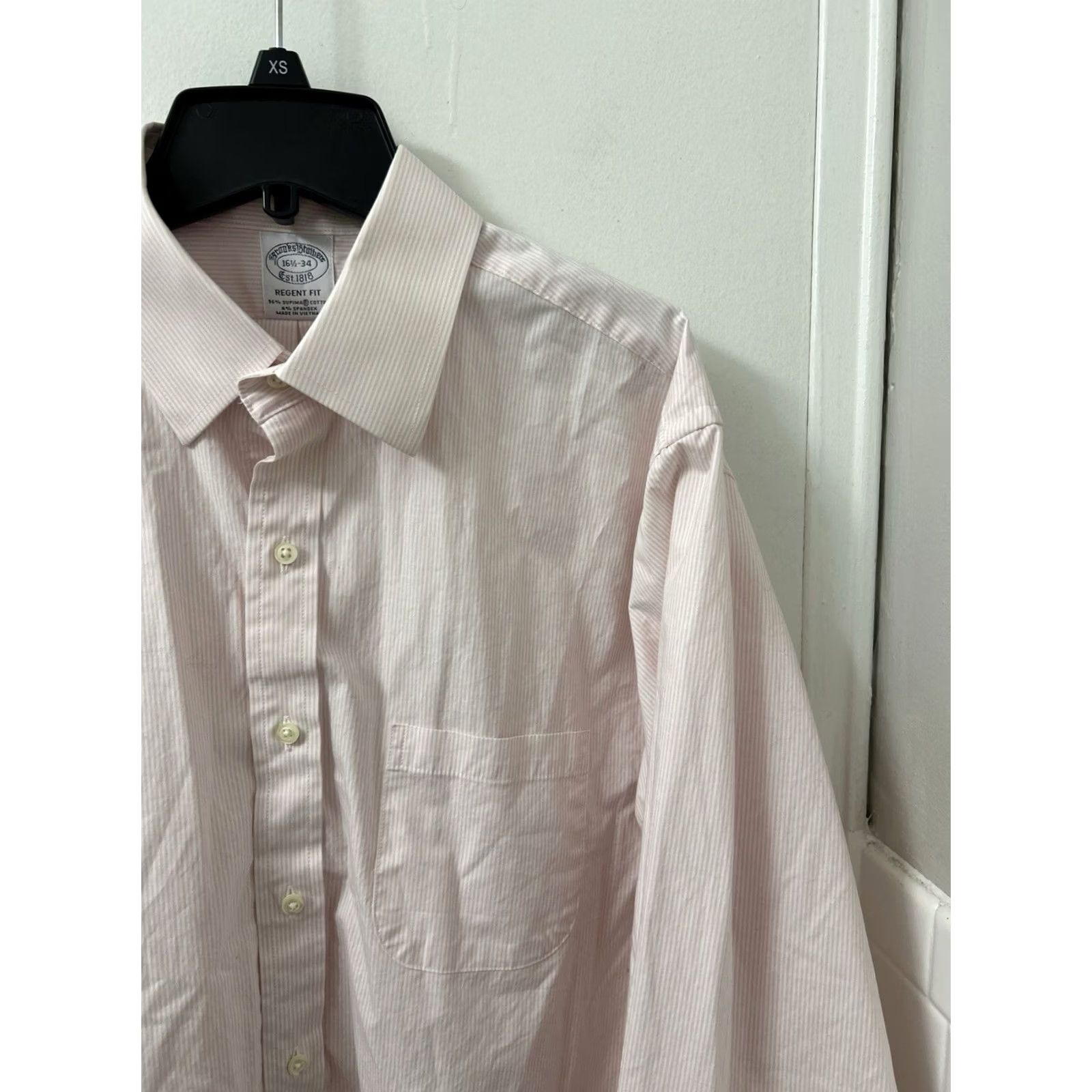 Brooks Brothers Brooks Brothers Shirt Mens 16.5 Pink Oxford Striped Regent Supima Button Up L/S Non-Iron Dress Shirt Size US XL / EU 56 / 4 - 4 Thumbnail