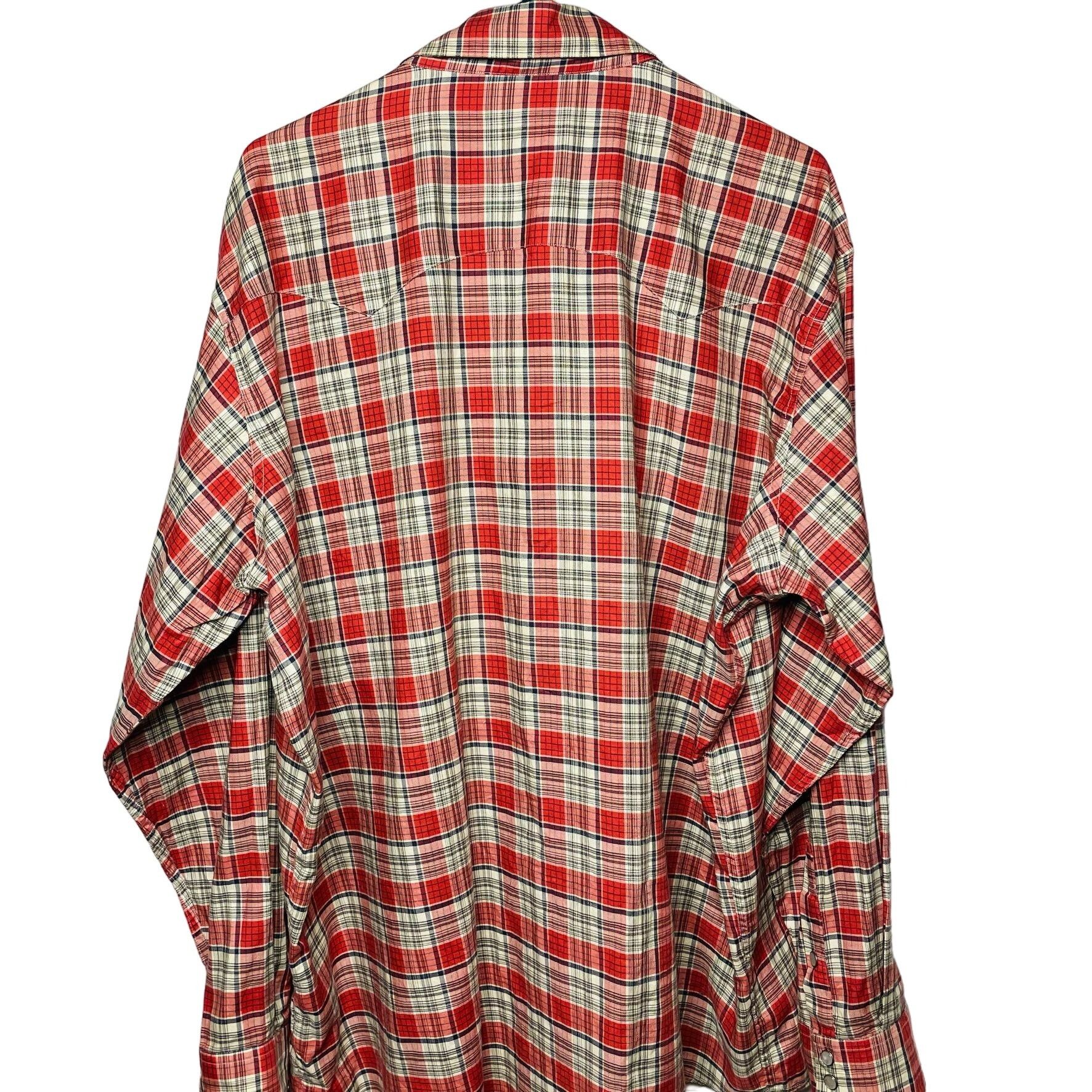 Other Mens Western Pearl Snap Shirt Button Down Plaid Red Blue Top Size US XXL / EU 58 / 5 - 6 Thumbnail