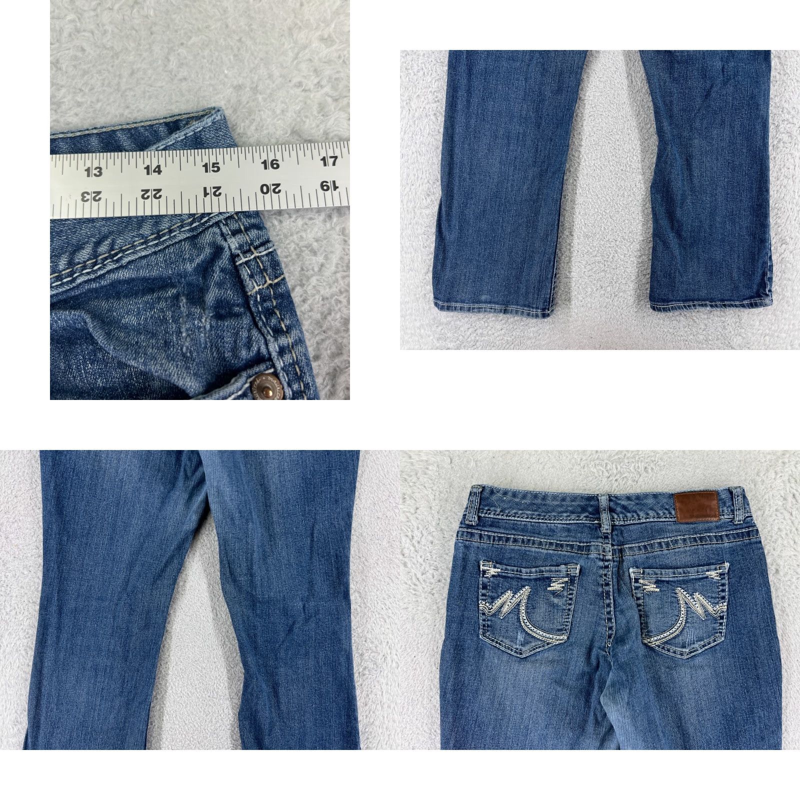 Vintage Maurices Jeans Womens 7 Blue Denim Cotton Low Rise Bootcut Western Embroidered Size 28" / US 6 / IT 42 - 9 Thumbnail