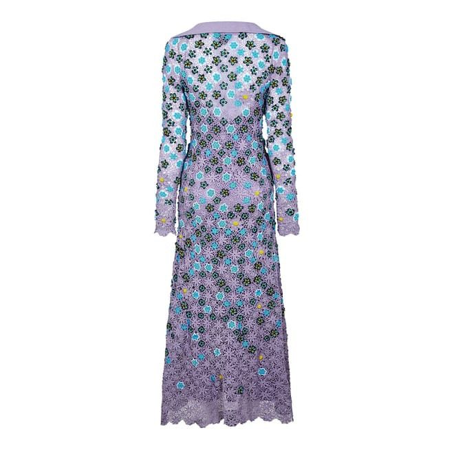 Bottega Veneta Bottega Veneta V-Neck Maxi Skater Dress in Purple Size XL / US 12-14 / IT 48-50 - 2 Thumbnail