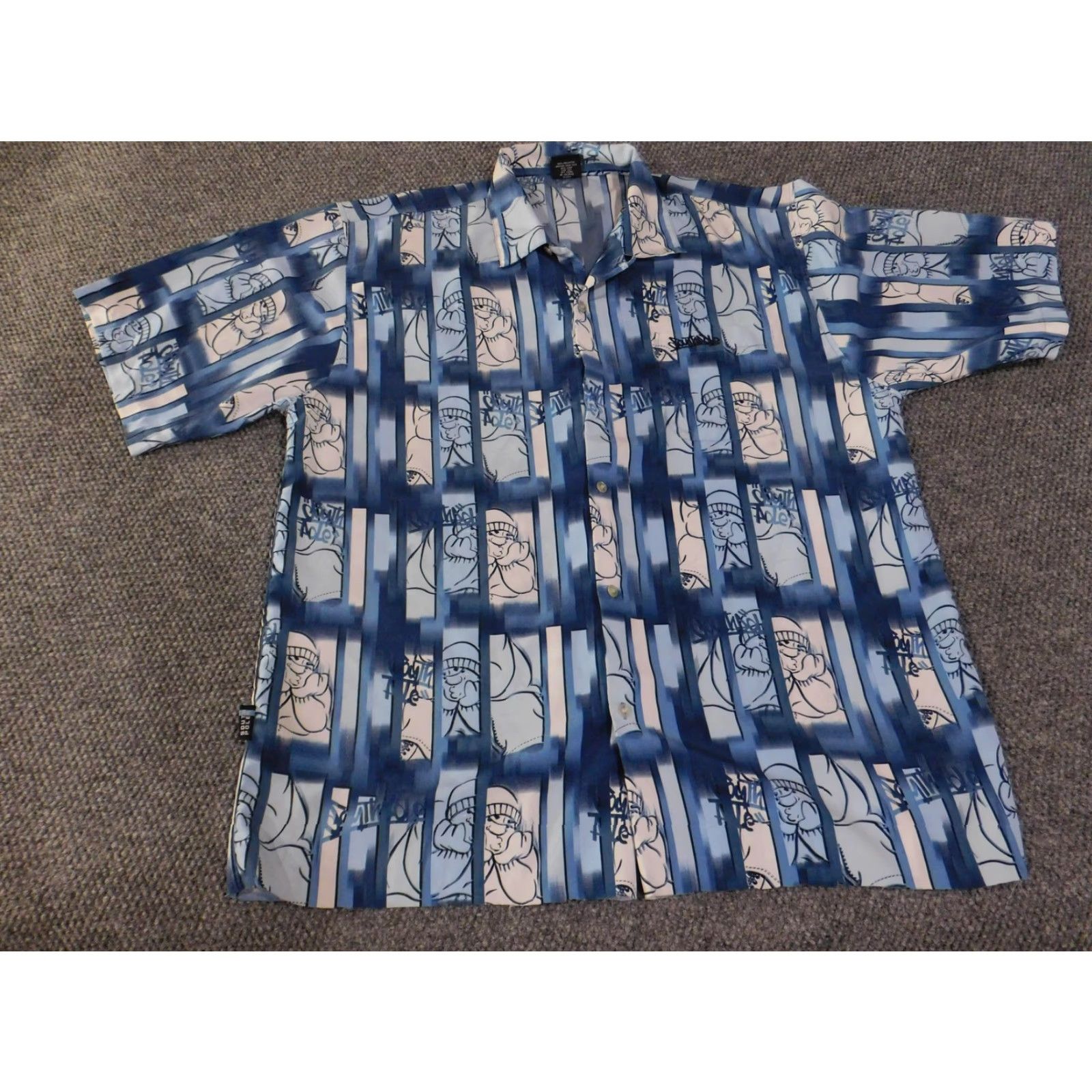 Southpole Southpole Shirt Mens 2XL Blue Graffiti Graphic Over Print Button Up Hip Hop Size US XXL / EU 58 / 5 - 4 Thumbnail