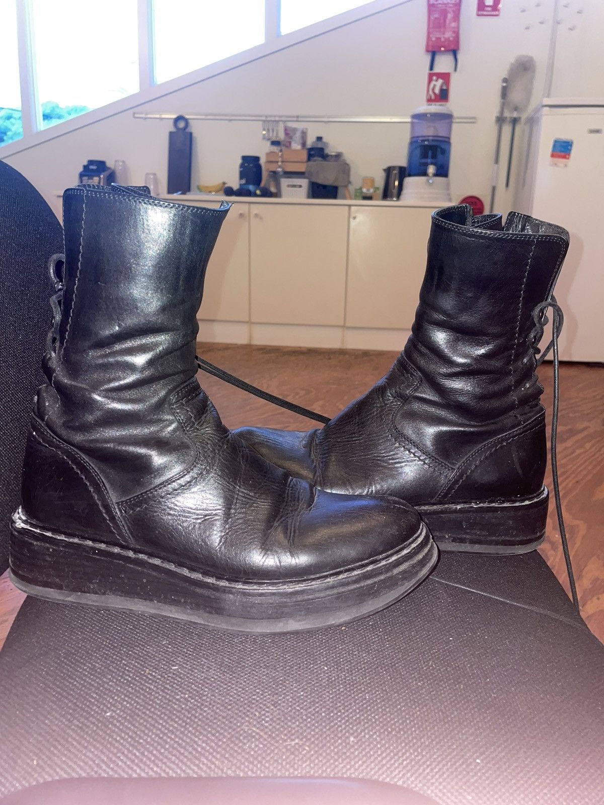 Ann demeulemeester backlace vitello combat boots