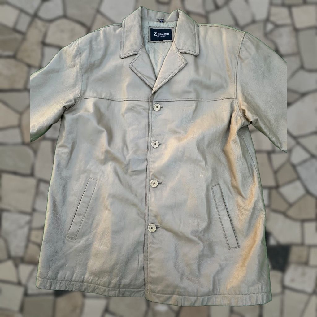 VINTAGE Z Leather Collection Men's Beige Leather Jacket XL