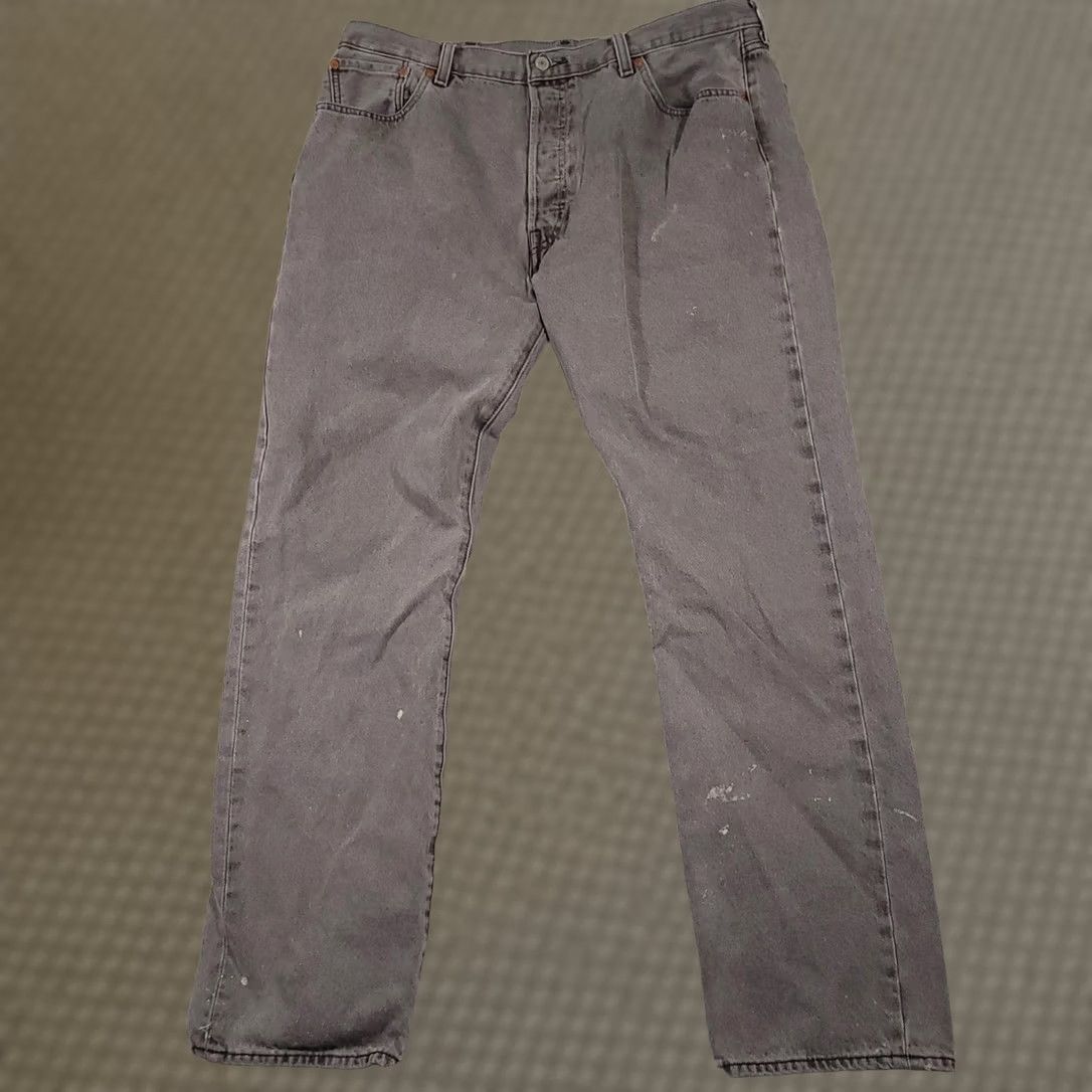 Levi's VINTAGE Levis 501 Jeans Mens 40x34 Gray Denim Button Fly Straight Leg Distressed Pants Size US 40 / EU 56 - 1 Thumbnail