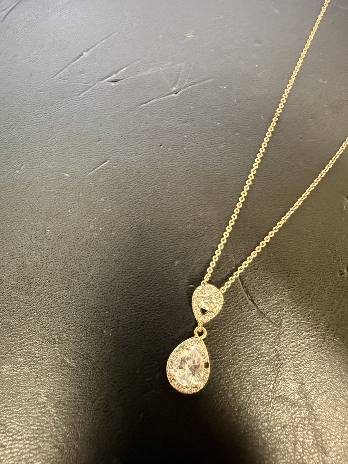 Swarovski rose gold tear drop necklace from swarovski Size ONE SIZE - 5 Thumbnail