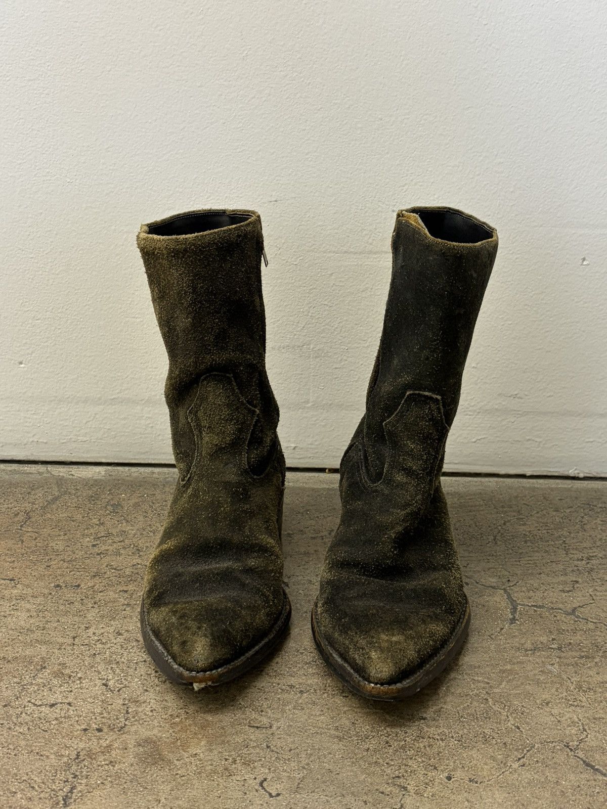 Vintage Vintage SAINT LAURENT REF Rough Out Suede Cowboy Boots 70’s Size US 7.5 / EU 40-41 - 2 Thumbnail