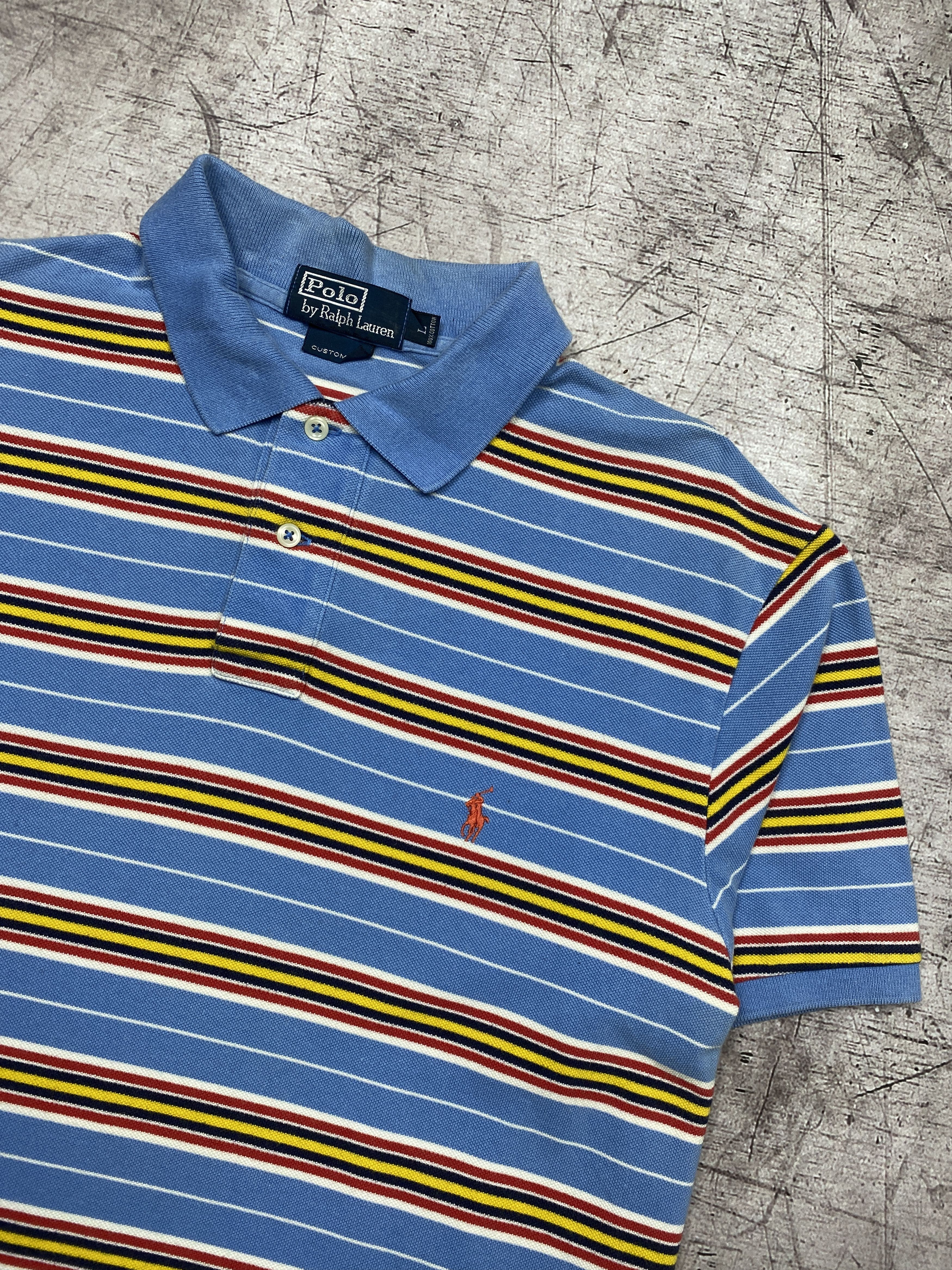 Polo Ralph Lauren × Ralph Lauren Polo Ralph Lauren Vintage Mens Striped Polo Shirt Size US L / EU 52-54 / 3 - 2 Thumbnail