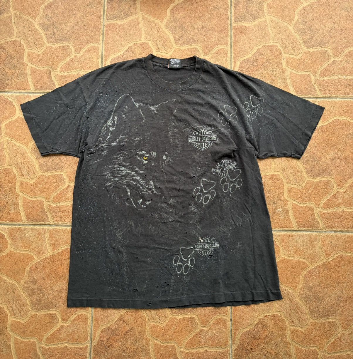 Harley Davidson Vintage Harley Davidson, AOP paw print T-shirt Size US XXL / EU 58 / 5 - 1 Thumbnail