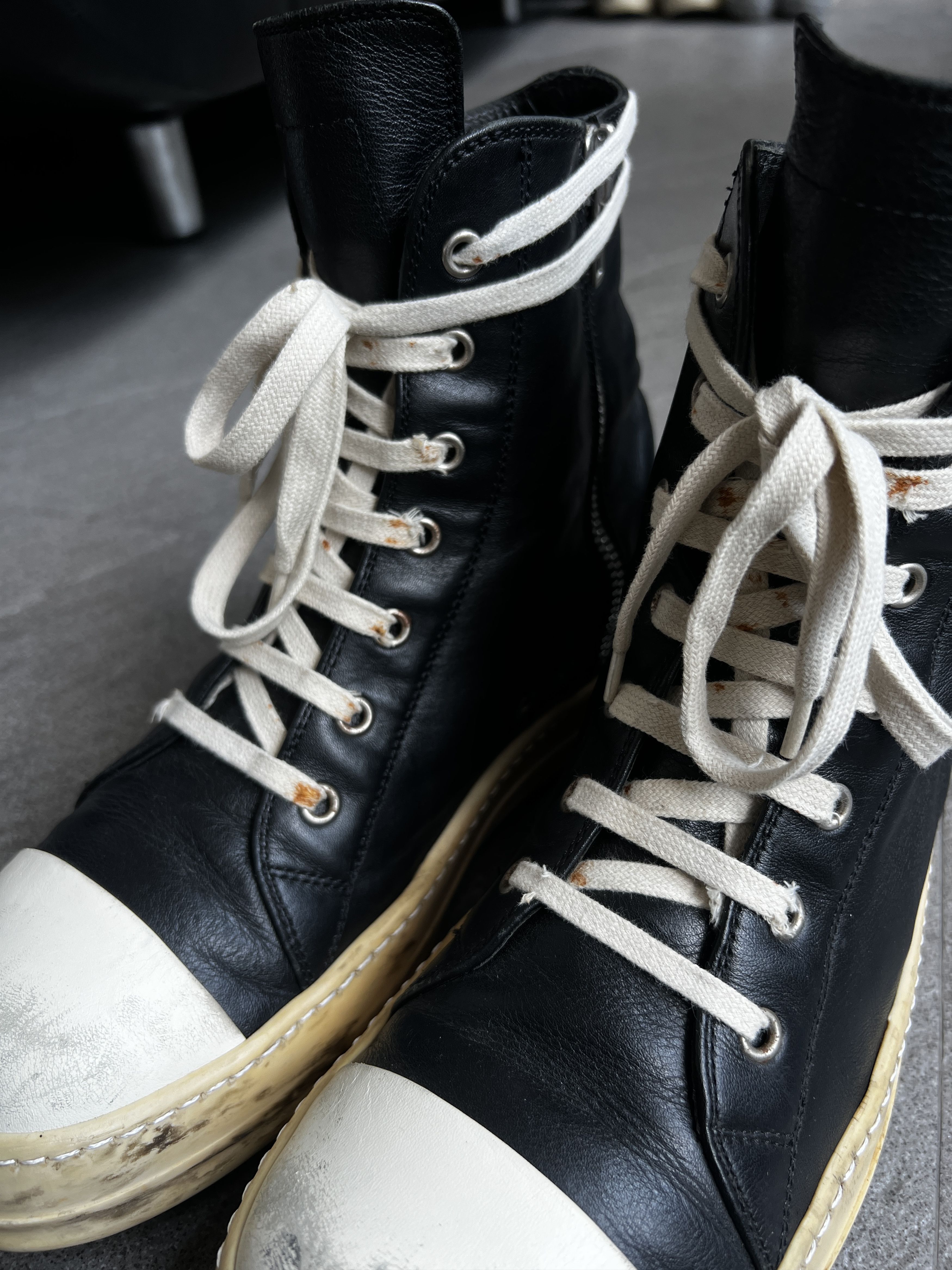 Rick Owens Rick Owens Ramones High Black Milk EU41 Size US 8 / EU 41 - 6 Thumbnail