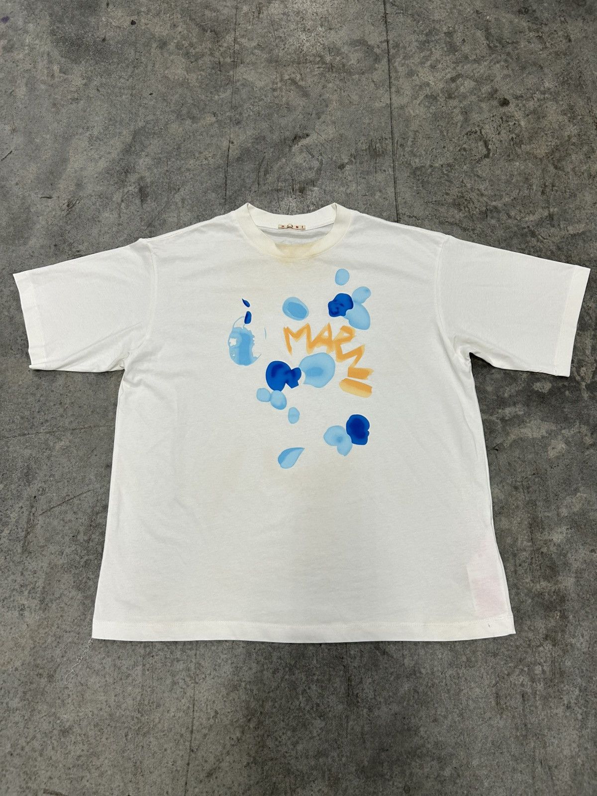 Marni t shirt logo dripping lily white
