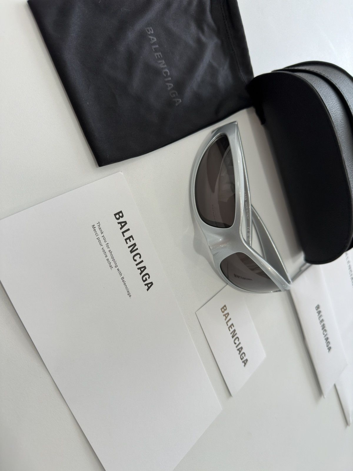 Balenciaga Balenciaga Silver Skin x Cat XL Sunglasses Size ONE SIZE - 1 Thumbnail