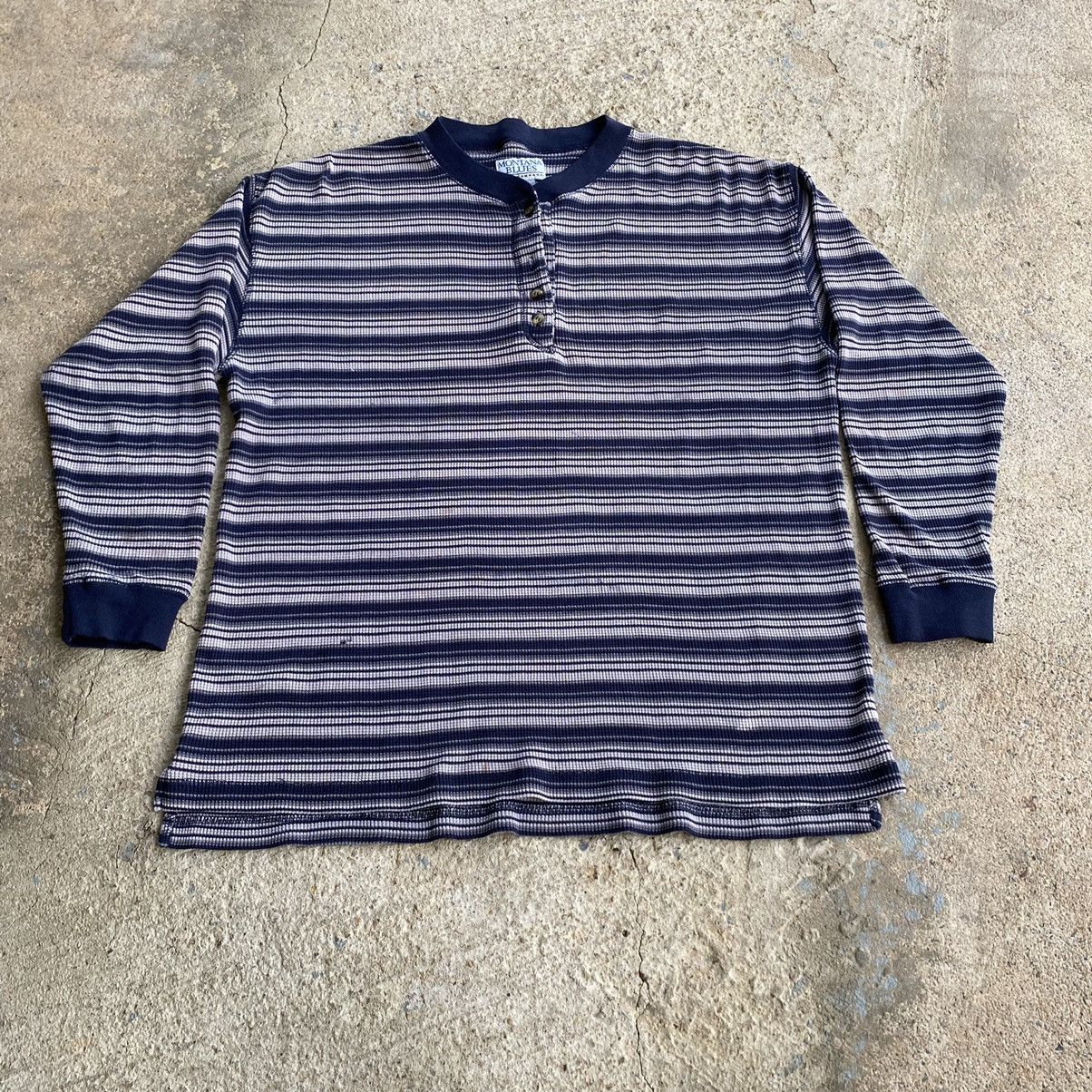 Coogi × Vintage Vintage Y2K Montana Blue Grunge Stripe Thermal Shirt Size US L / EU 52-54 / 3 - 2 Thumbnail