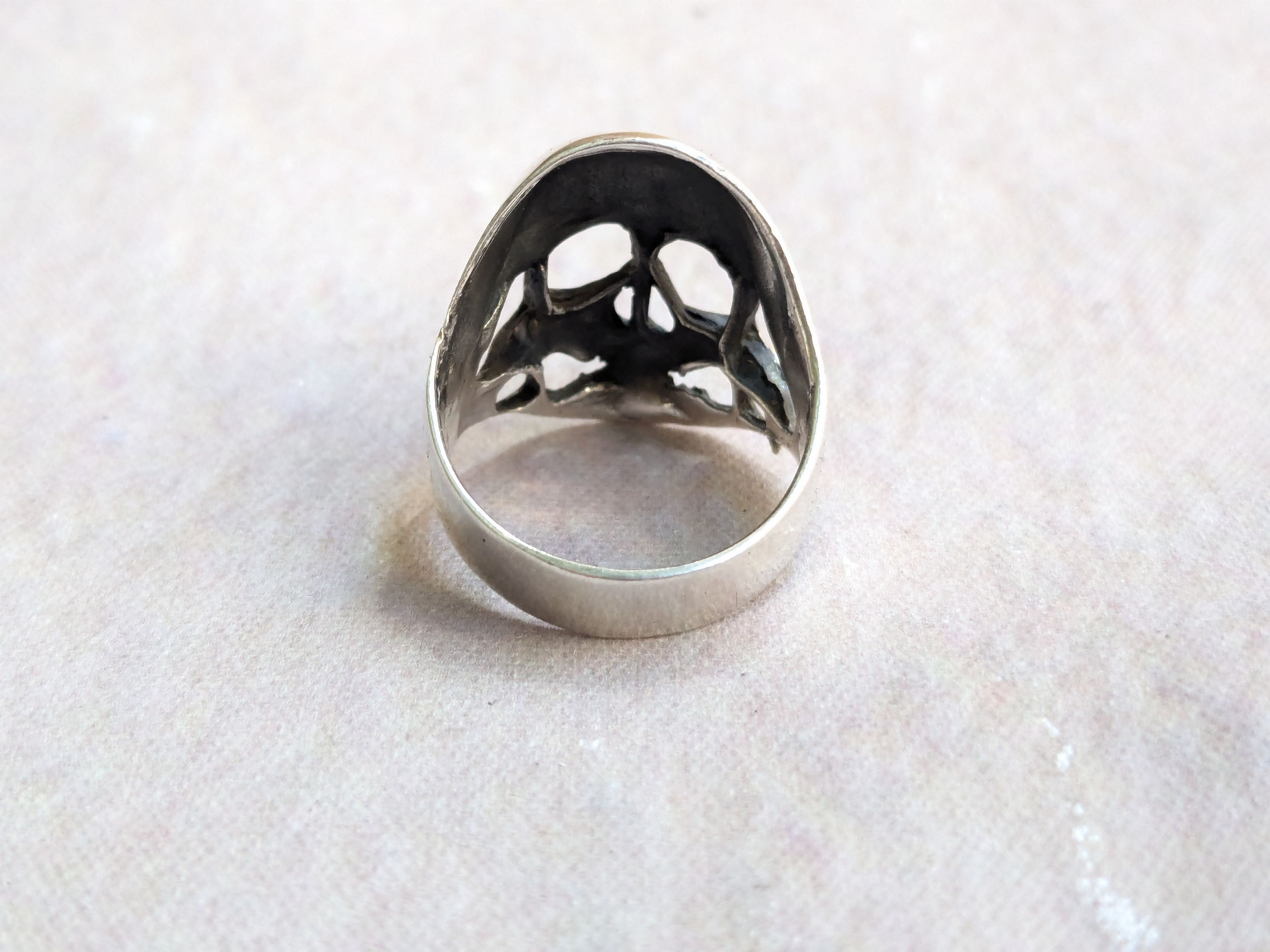 Jewelry Sterling Silver Skull Ring Biker Helmet 9.5 Punk Size ONE SIZE - 5 Thumbnail