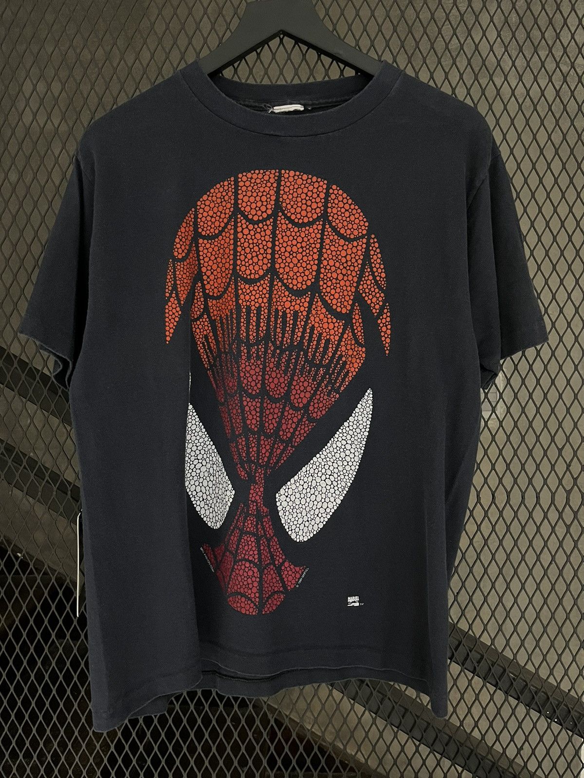 image of Marvel Comics Vintage 1994 Spider-Man Big Face Marvel Tee in Black, Men's (Size Large)