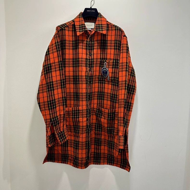 Gucci Gucci Men's red plaid long-sleeved shirt jacket 2501-Nextar Size US M / EU 48-50 / 2 - 1 Thumbnail