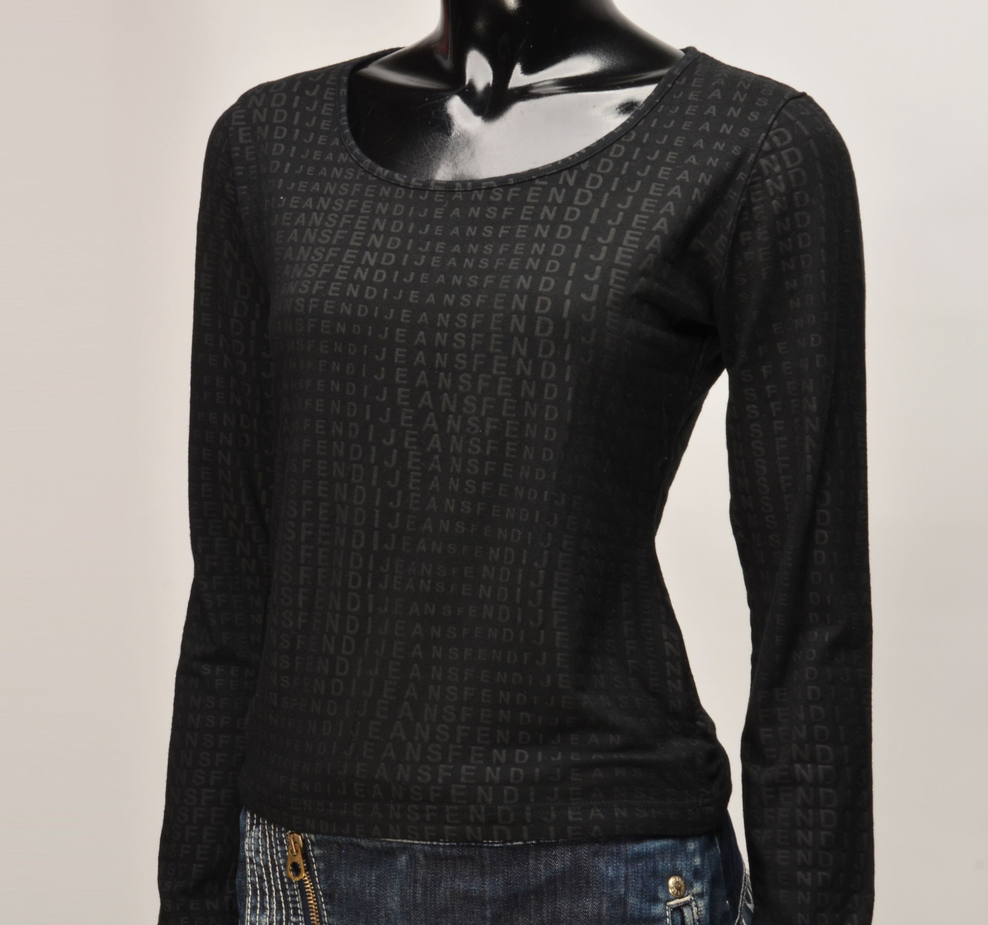 Fendi Vintage Fendi Roma Black Longsleeve Logo Print Top Size M / US 6-8 / IT 42-44 - 7 Thumbnail