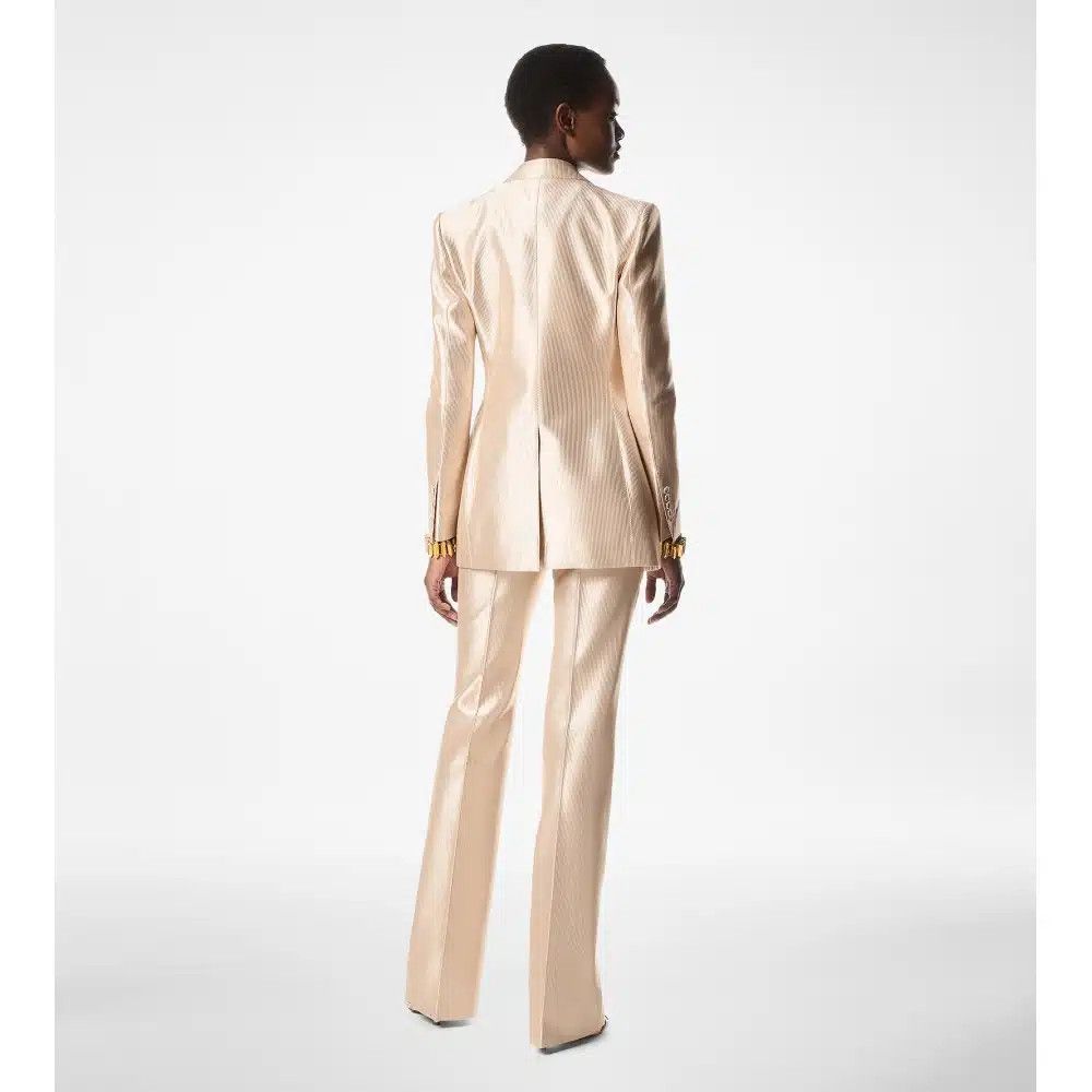 Tom Ford o1loc1c0226 PAW589 Lustrous Cotton Blend Flared Pant Beige Size 27" / US 4 / IT 40 - 2 Thumbnail