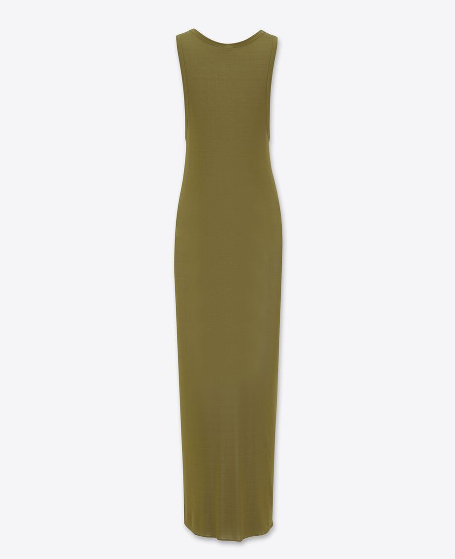 Saint Laurent Paris o1s1wg111024 Long Dress In Jersey in Khaki Size XS / US 0-2 / IT 36-38 - 2 Thumbnail