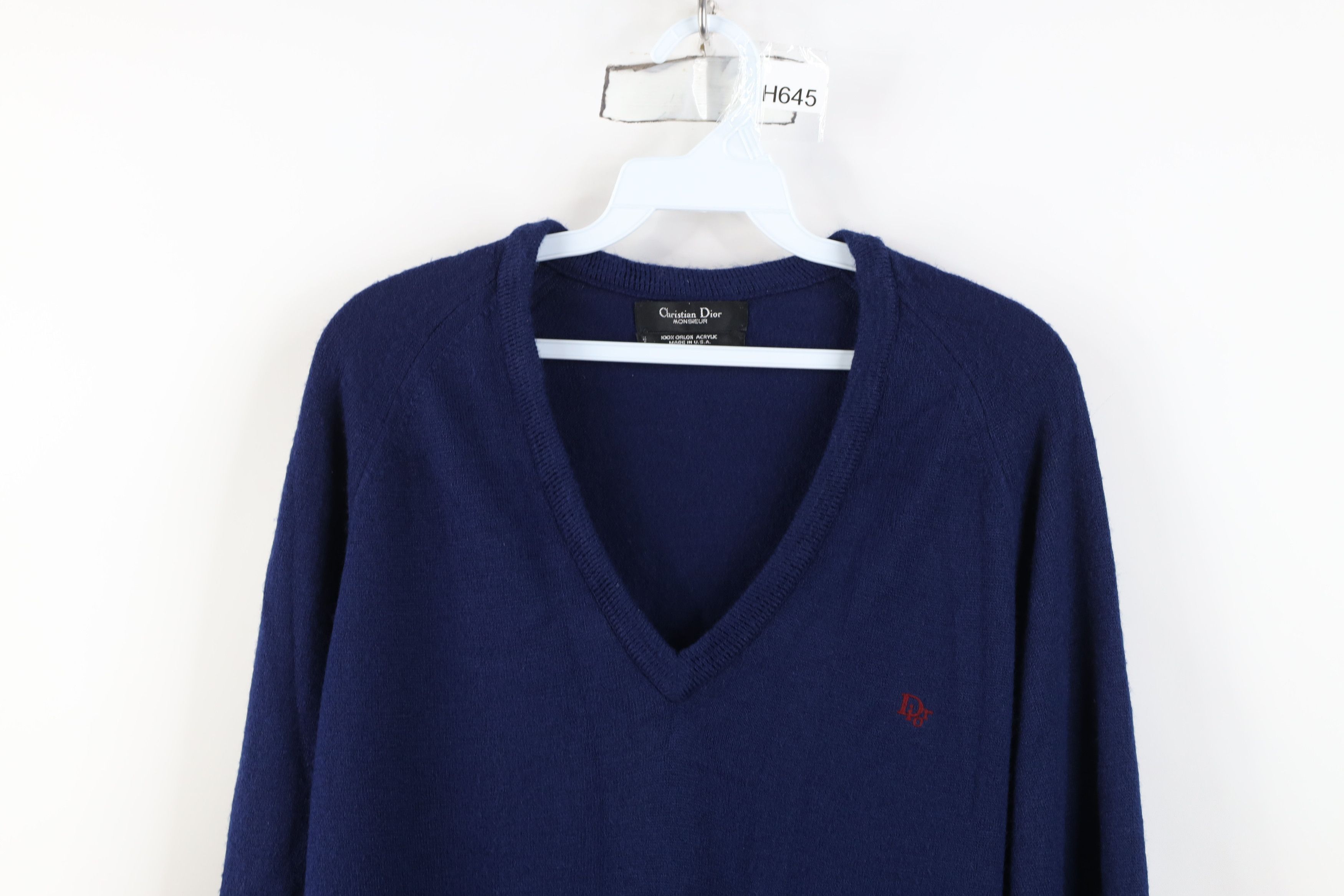 Christian Dior Monsieur Vintage 70s 80s Christian Dior Soft Knit V-Neck Sweater USA Size US L / EU 52-54 / 3 - 2 Thumbnail