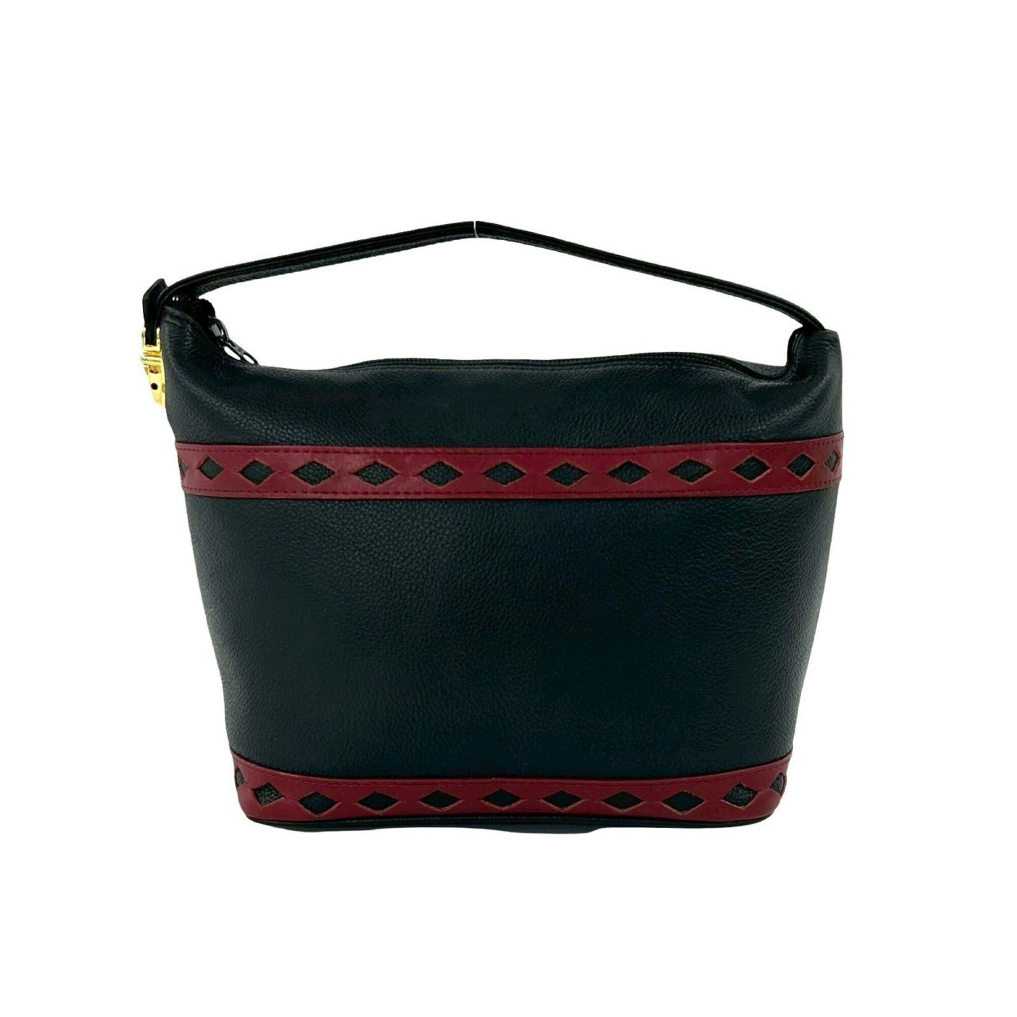 Yves Saint Laurent YVES SAINT LAURENT YSL Logo Hardware Cutout Leather Handbag Black Red 05573 Size ONE SIZE - 1 Thumbnail