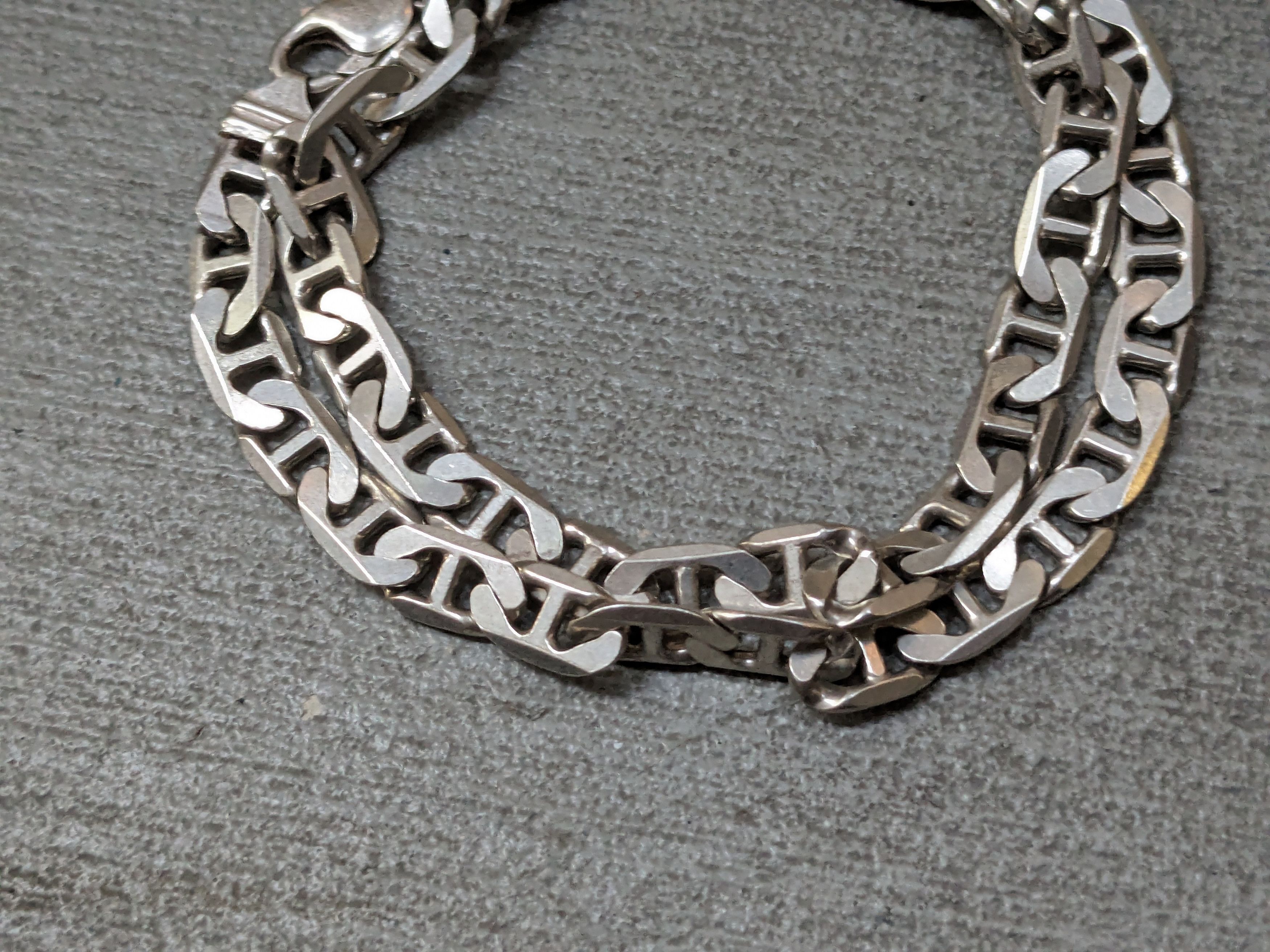 Jewelry Vintage Sterling Silver Necklace Mariner Anchor 22" Chunky Size ONE SIZE - 4 Thumbnail