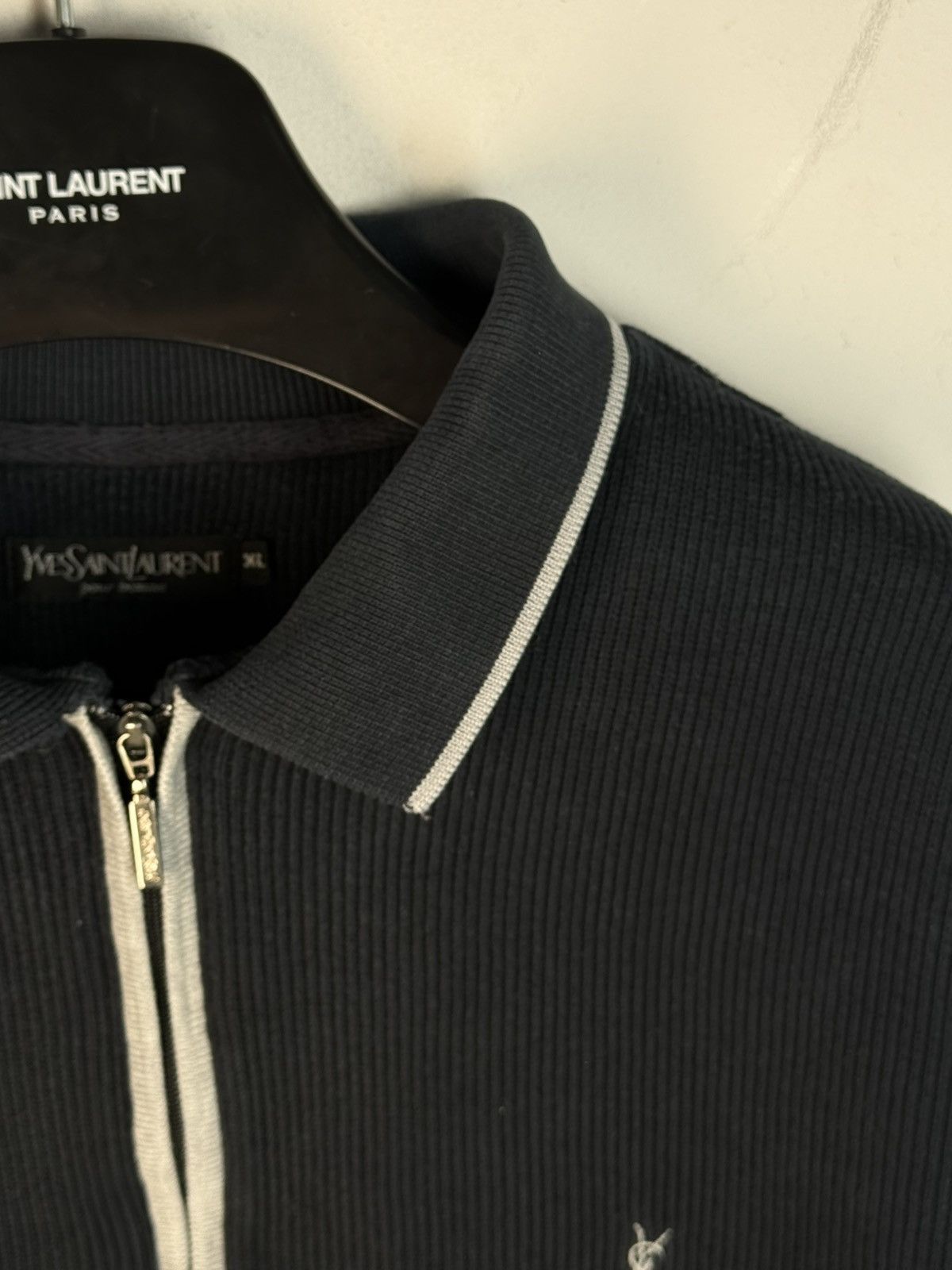 Yves Saint Laurent 90s YSL Sweatshirt 1/4 Quarter Zip Black Vintage Sweater Size US XL / EU 56 / 4 - 12 Thumbnail